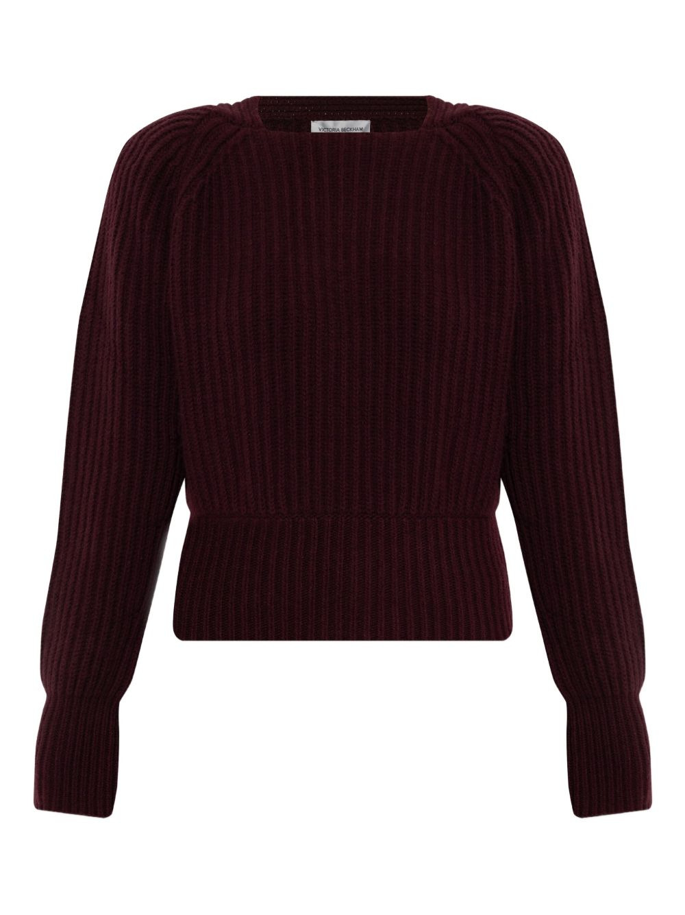ribbed-knit puff-shoulder sweater - 1