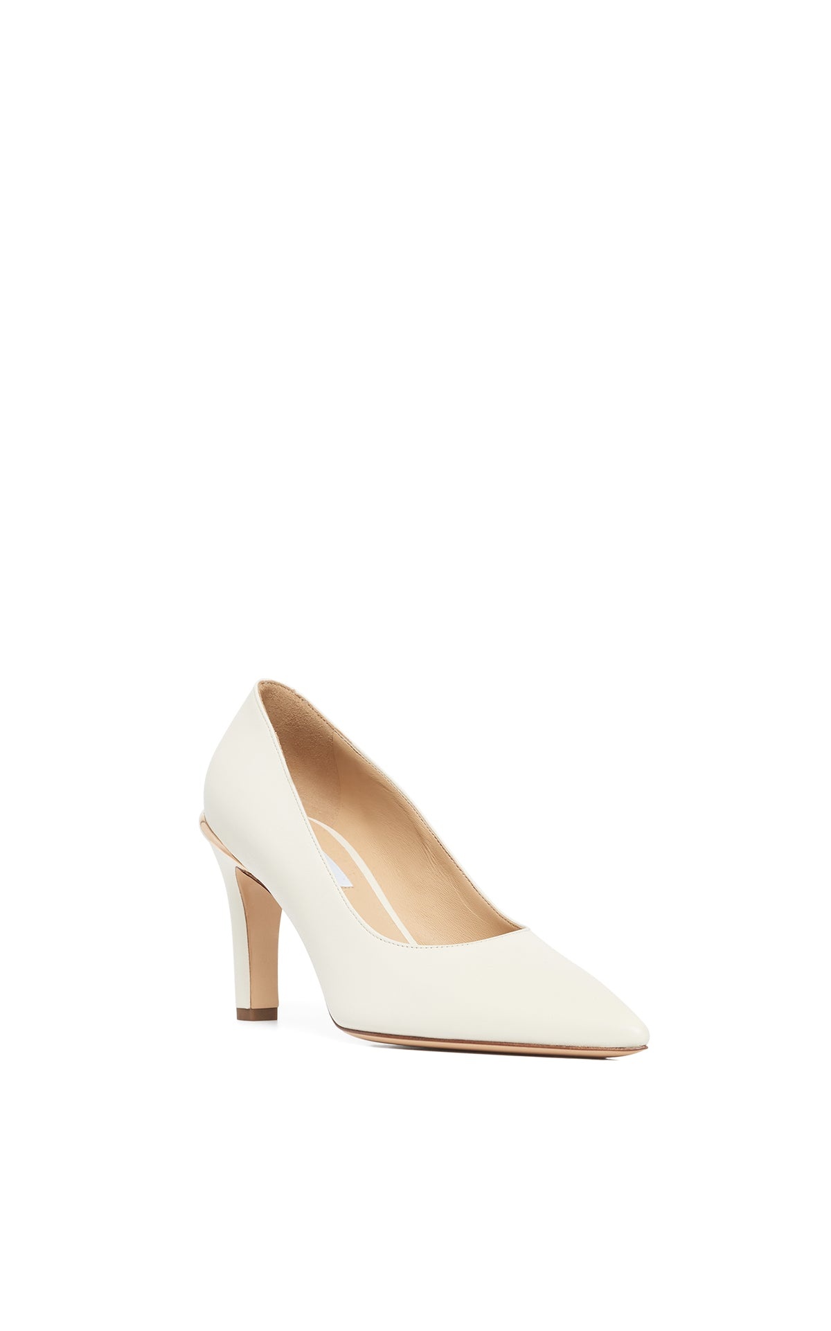 Edwina High Heel Stiletto Pump in Ivory Nappa Leather - 2