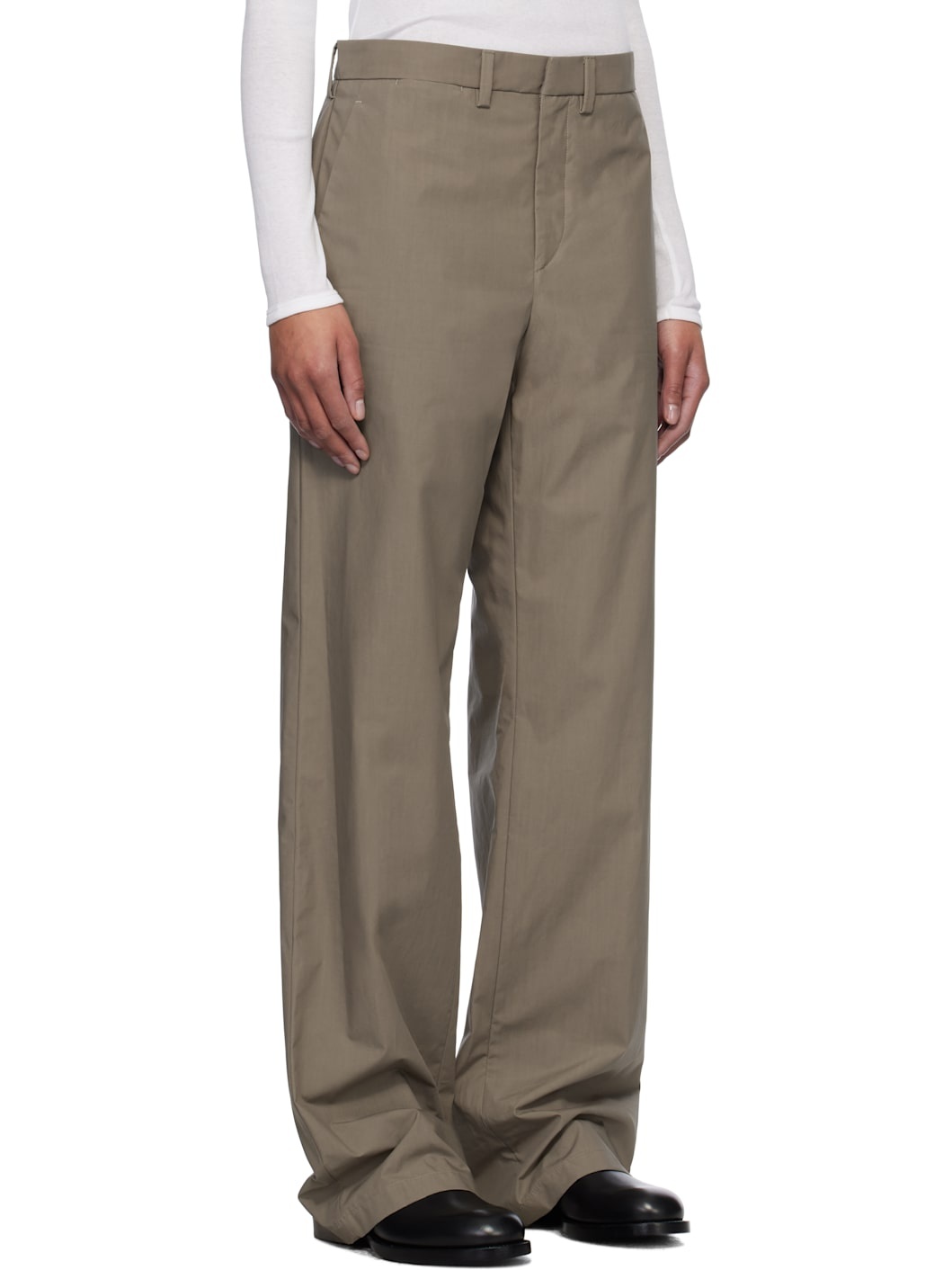 Taupe Poplin Waxed Trousers - 2