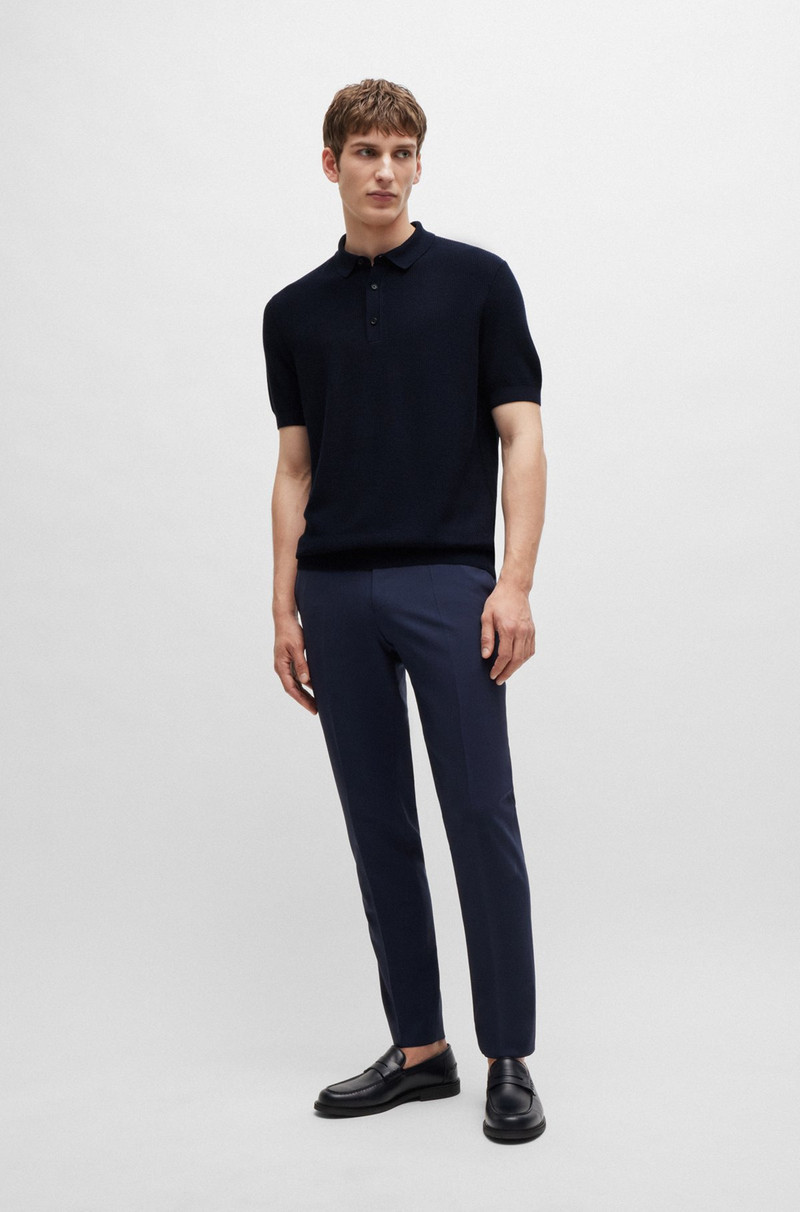 BOSS REGULAR-FIT KNIT POLO WITH MIXED STRUCTURES outlook