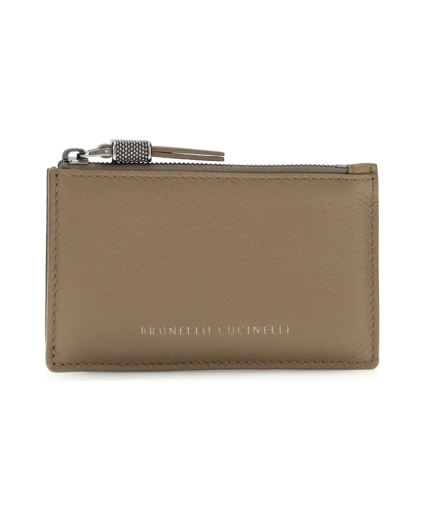 Leather Card Holder With Grain And Shiny Zipper Pull - 1