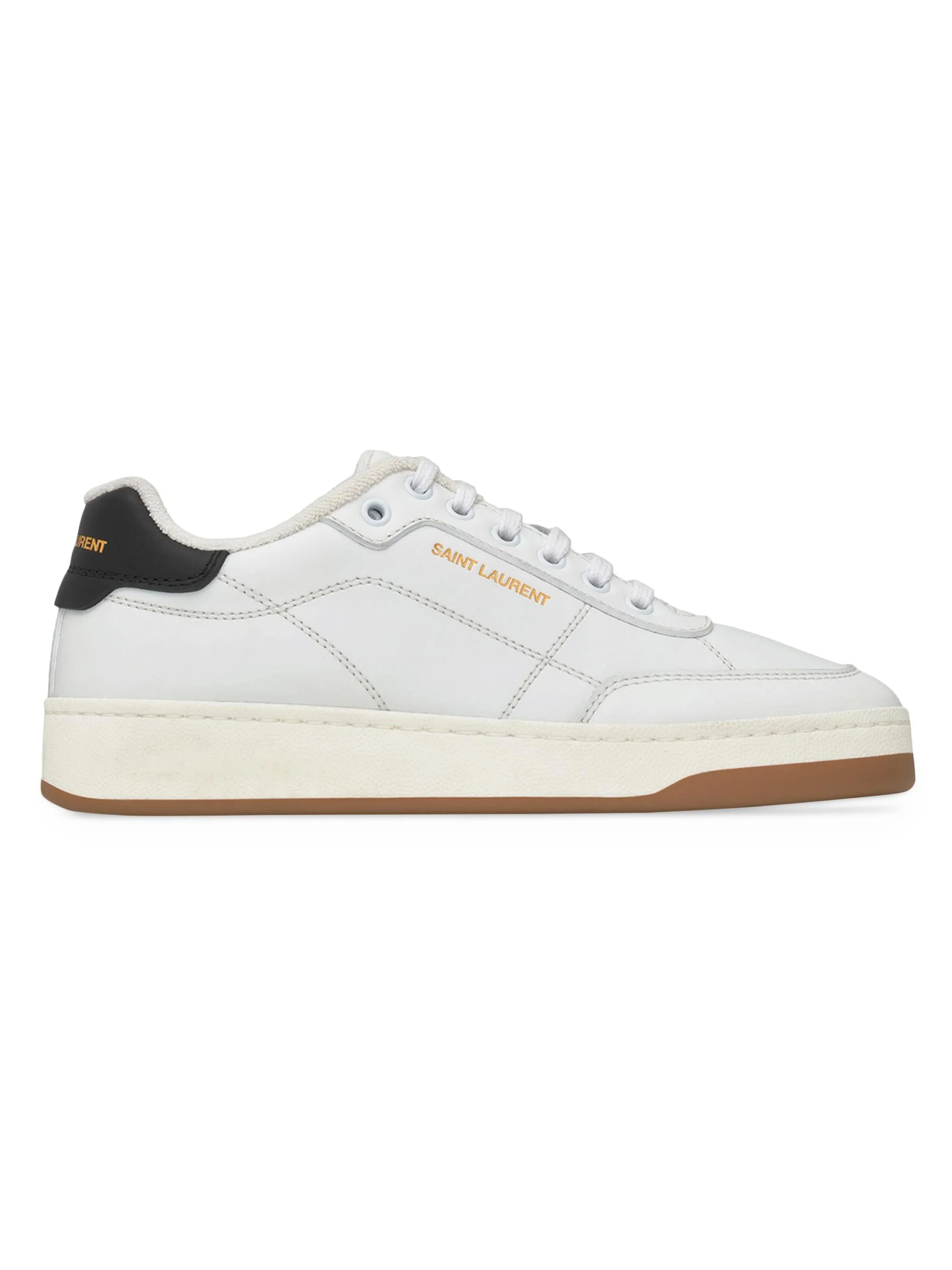 Women's SL/61 Sneakers in Smooth Leather - White And Honey - 1