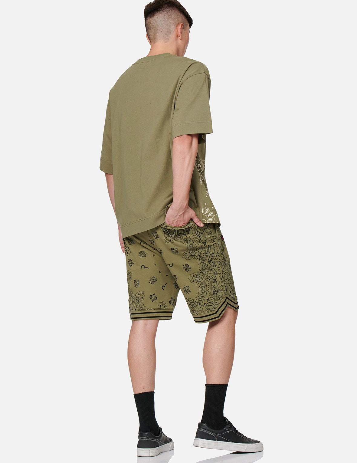 ALLOVER PAISLEY PRINT SWEAT SHORTS - 5