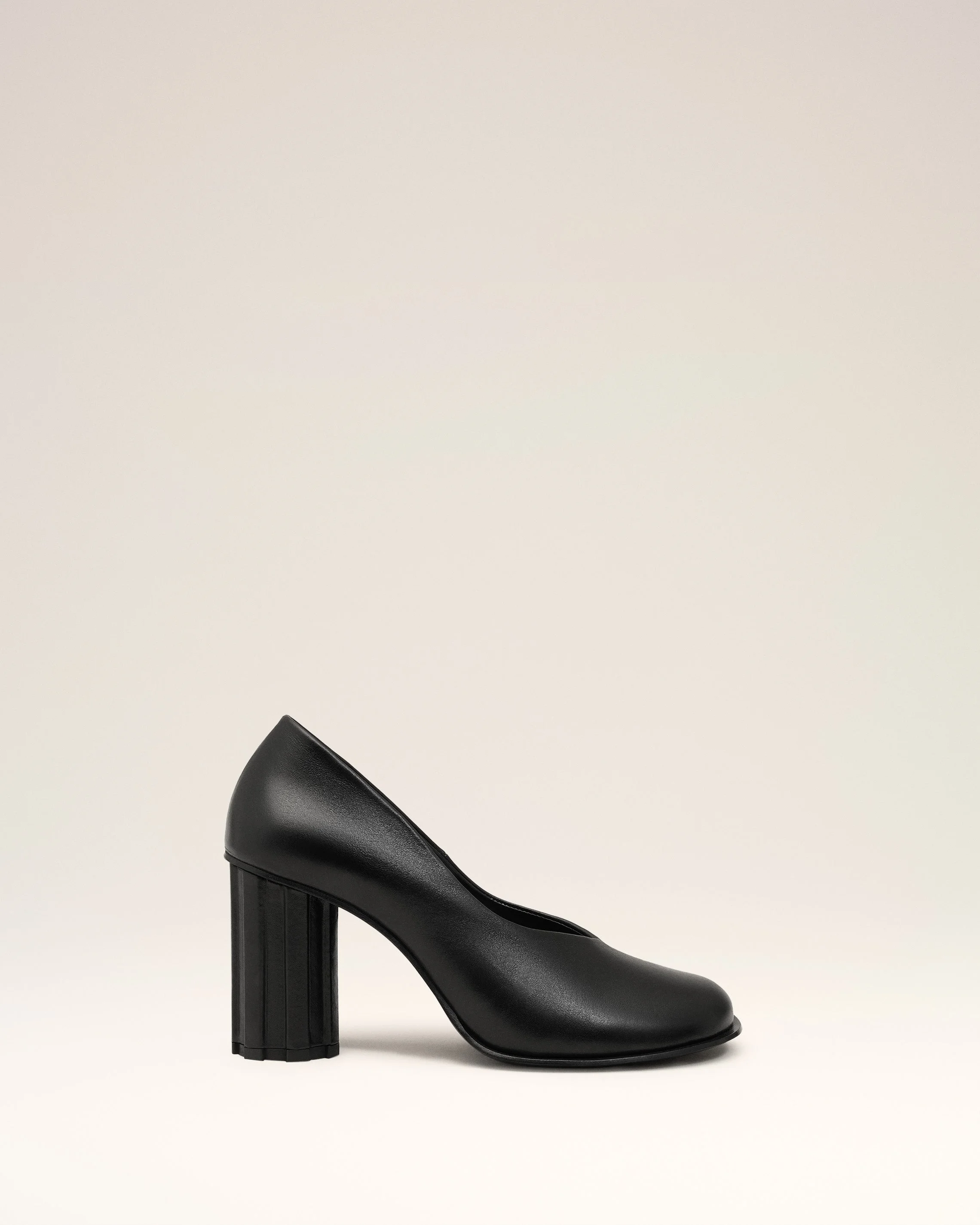 BLACK LEATHER PIANO PUMP - 1