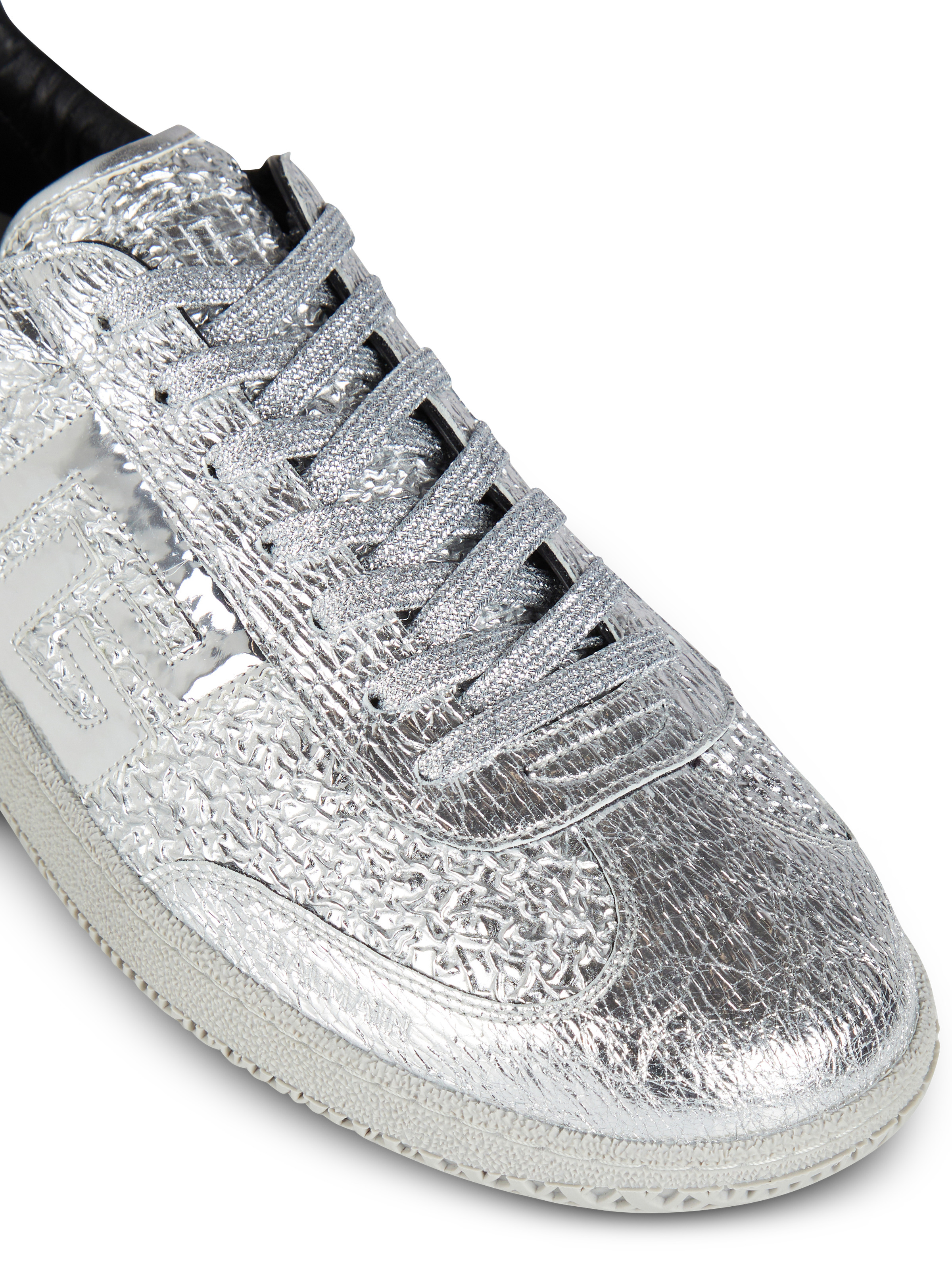 Balmain Swan silver leather sneakers - 7