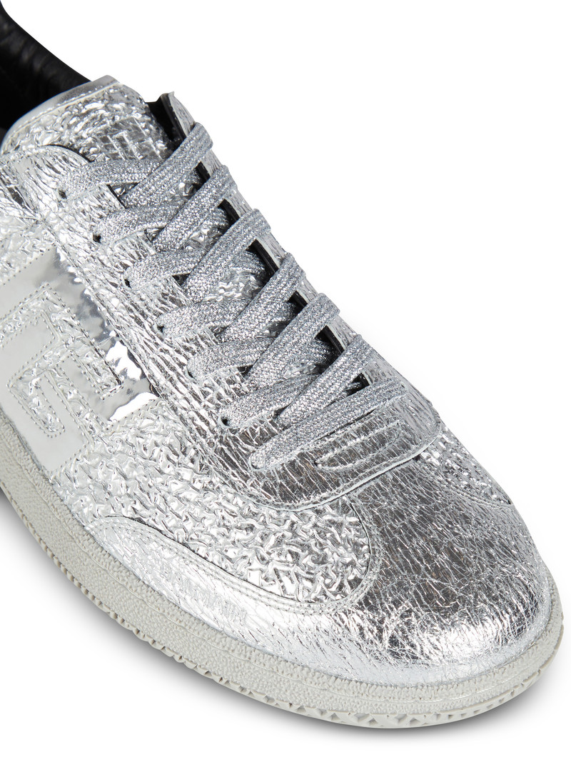 Balmain Swan silver leather trainers 7