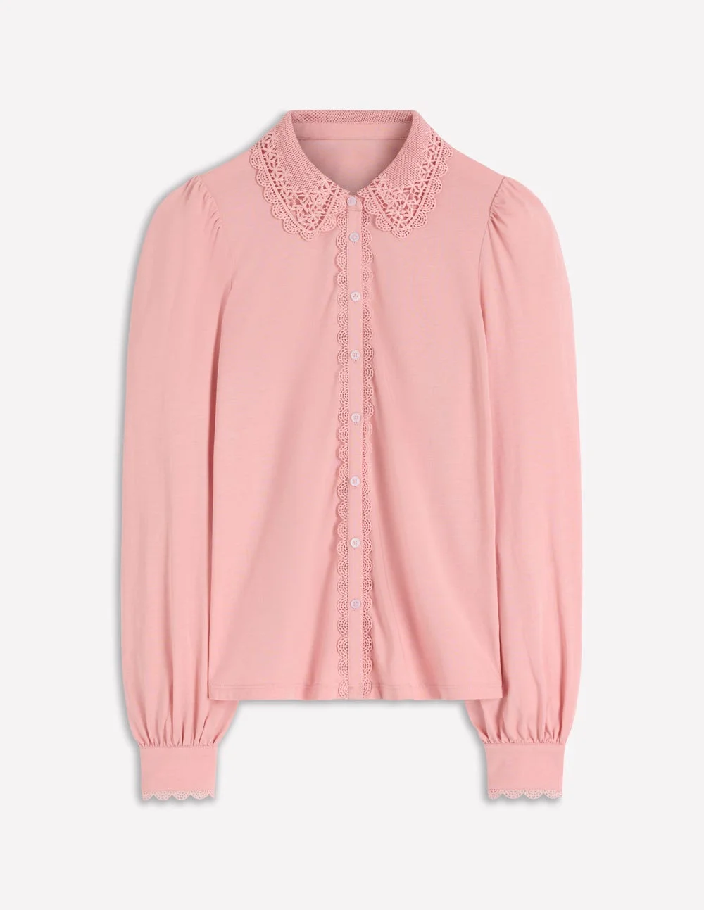 Lace Collar Blouse-Pink - 1