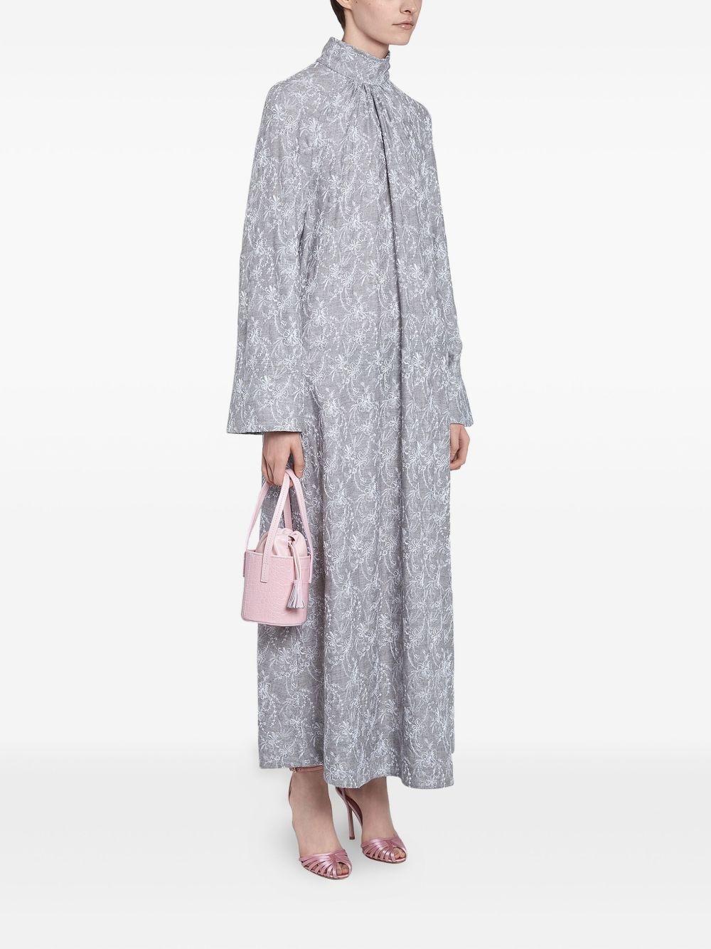 embroidered high-neck dress - 2