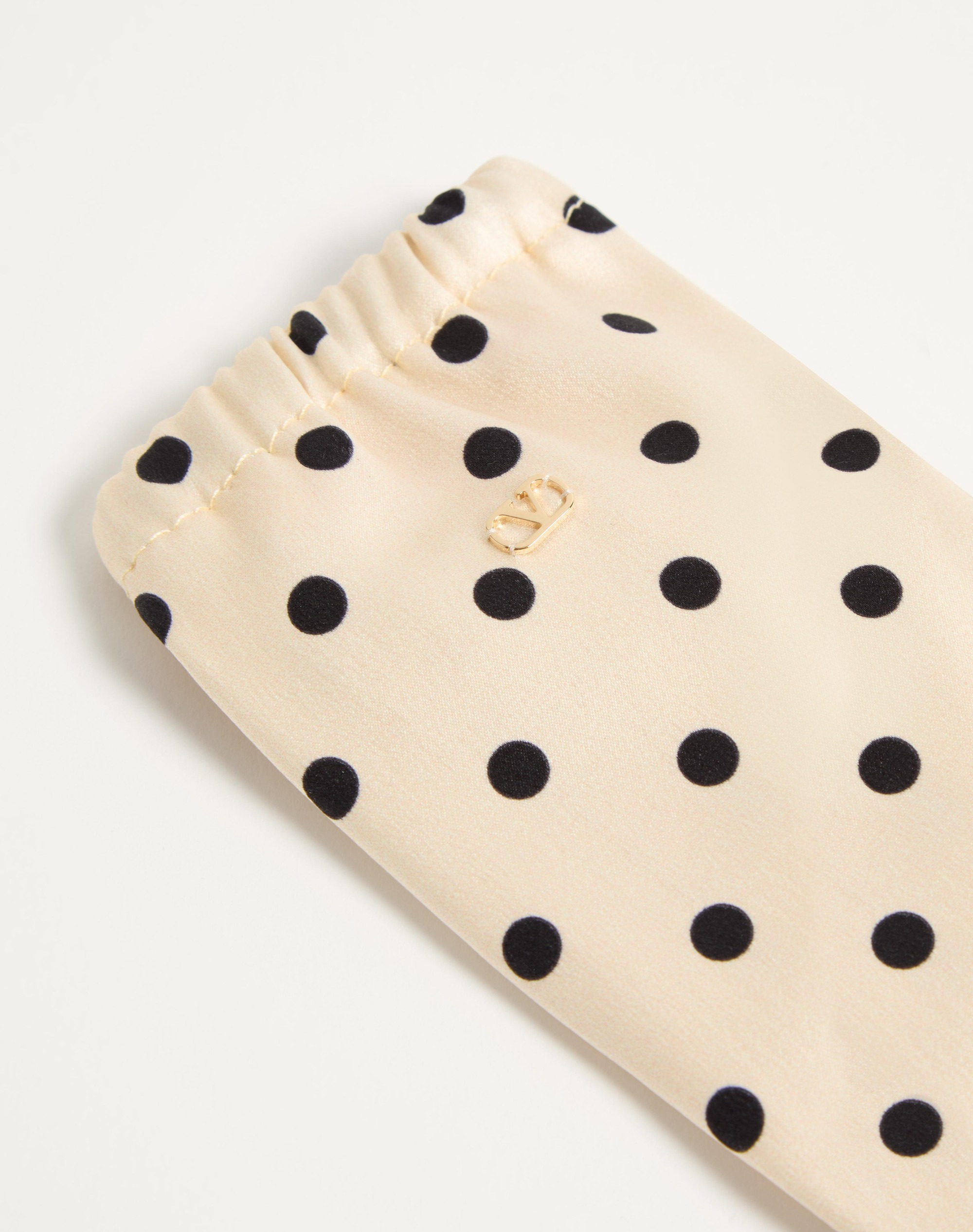 VLOGO SIGNATURE POLKA PRINT SILK GLOVES - 3