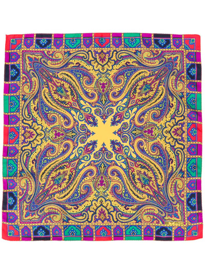 Etro paisley print silk pocket square outlook