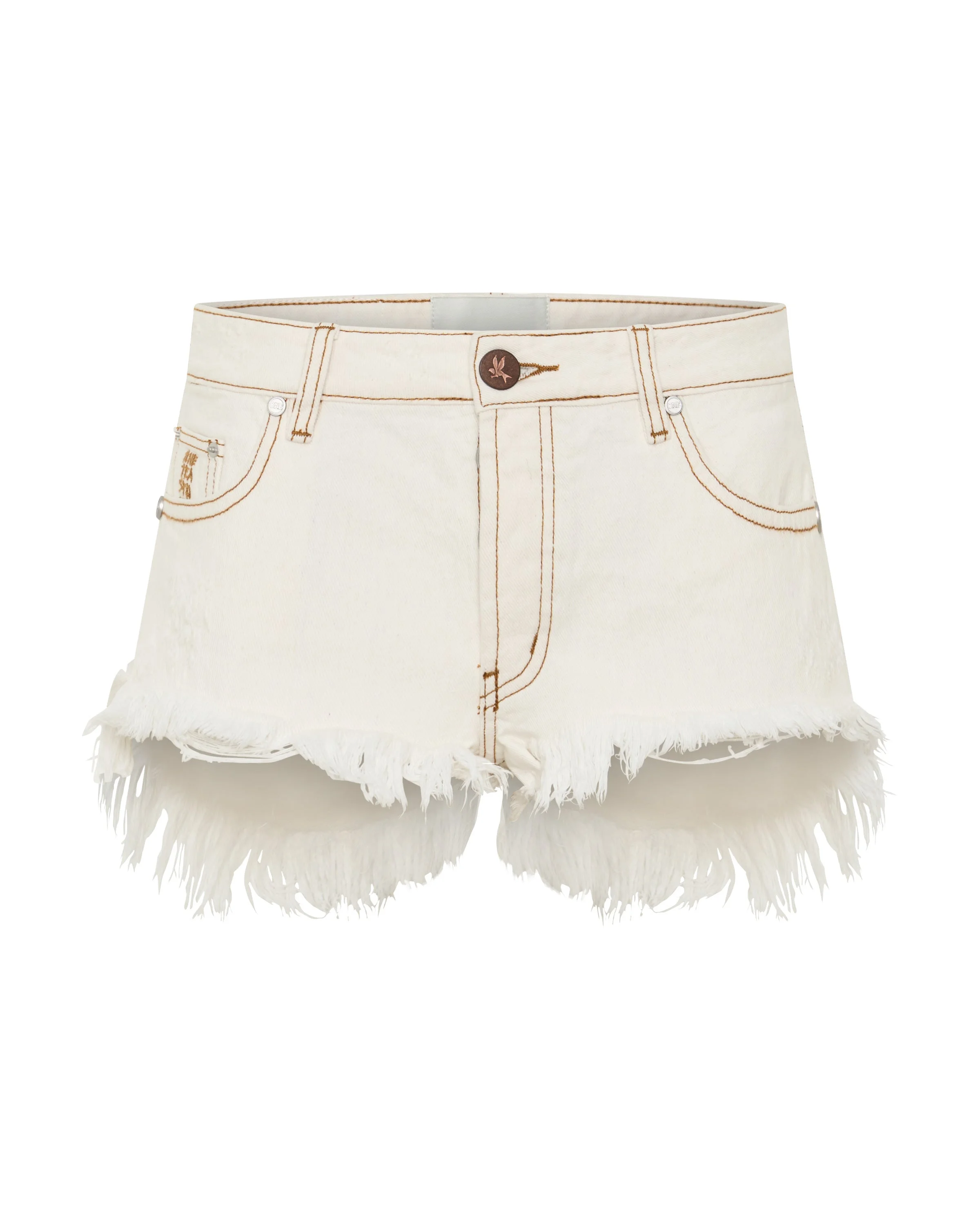Micro Dukes Low Waist Mini Denim Shorts - White Beauty - 1
