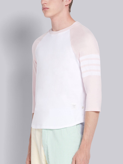 Thom Browne Pink Medium Weight Jersey 3/4 Sleeve 4-Bar Baseball Tee outlook