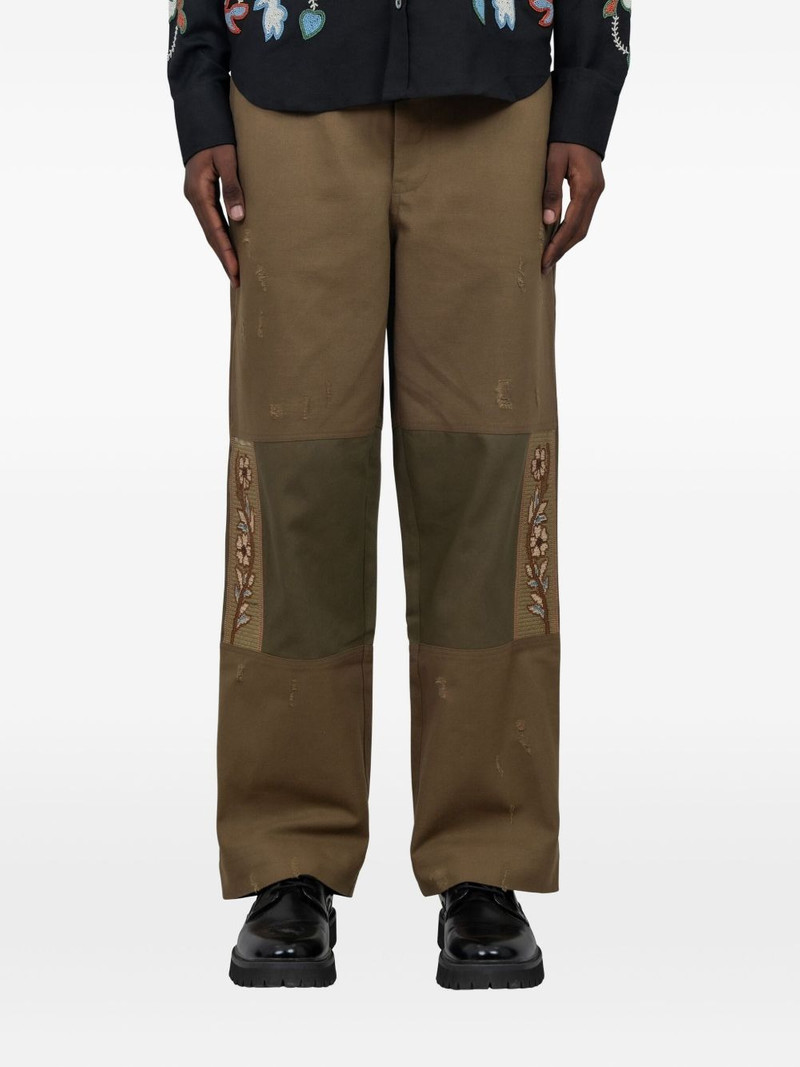 Asher floral-embroidered patched trousers 1