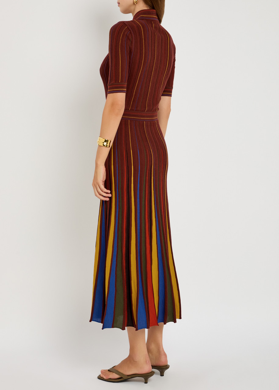Gabriela Hearst Calypso Striped Wool Midi Shirt Dress - 3