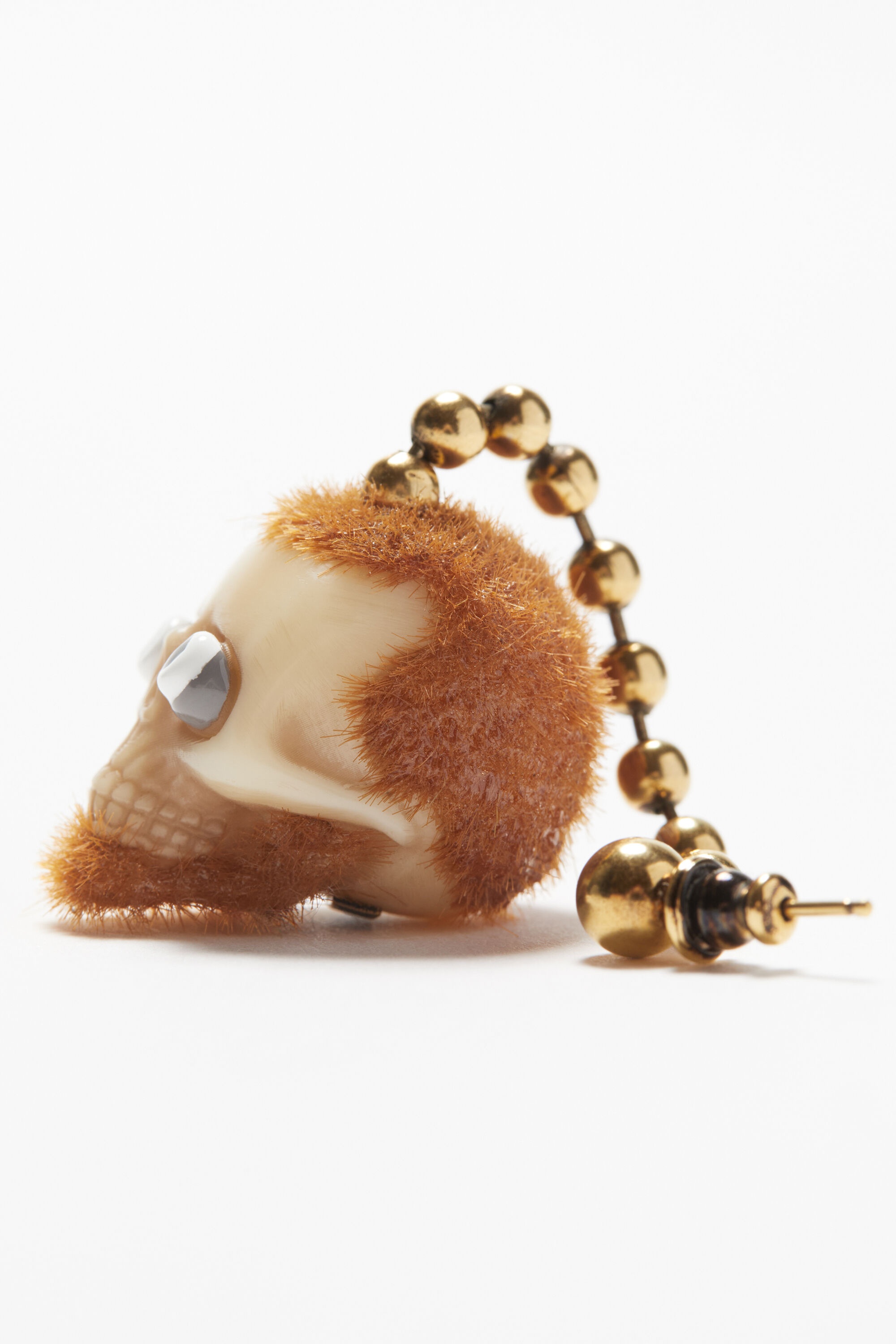 Skull pendant earring - Antique gold/brown - 4