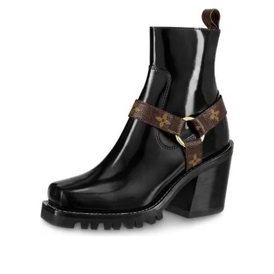 (WMNS) LOUIS VUITTON Limitless Ankle Boots 'Black with Logo Straps' 1A4WKA - 1