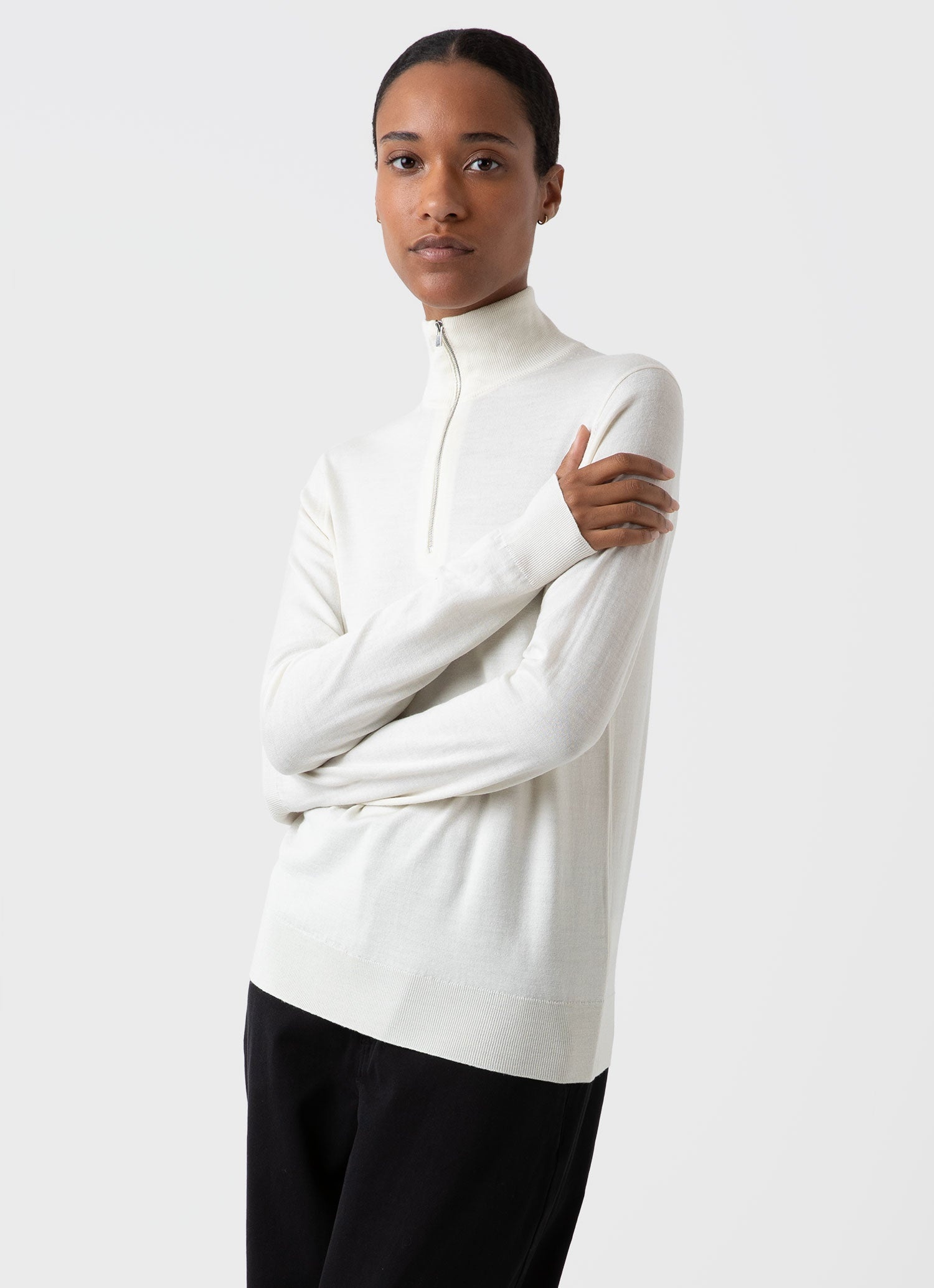 Merino Silk Zip Neck Jumper - 3