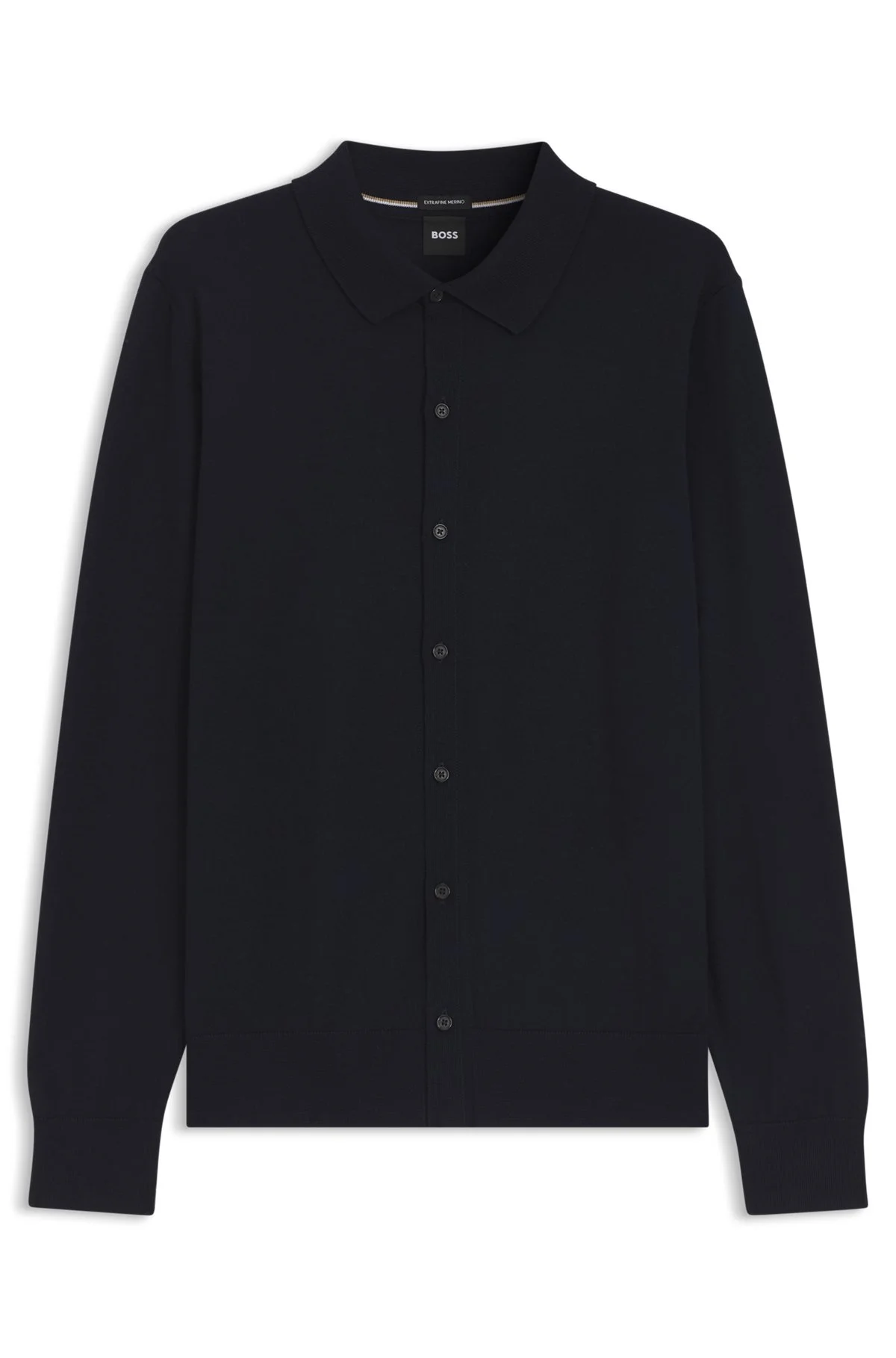 VIRGIN WOOL CARDIGAN WITH A POLO COLLAR - 1