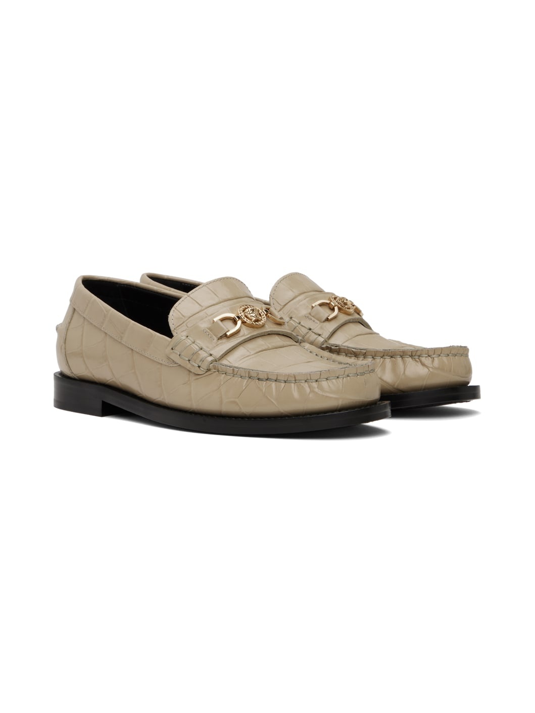 Beige Croc-Effect Medusa '95 Loafers - 4