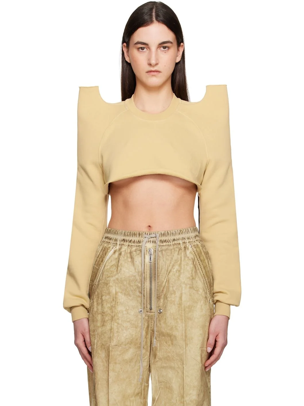 Beige Hollywood Cropped Tecsweat Sweatshirt - 1