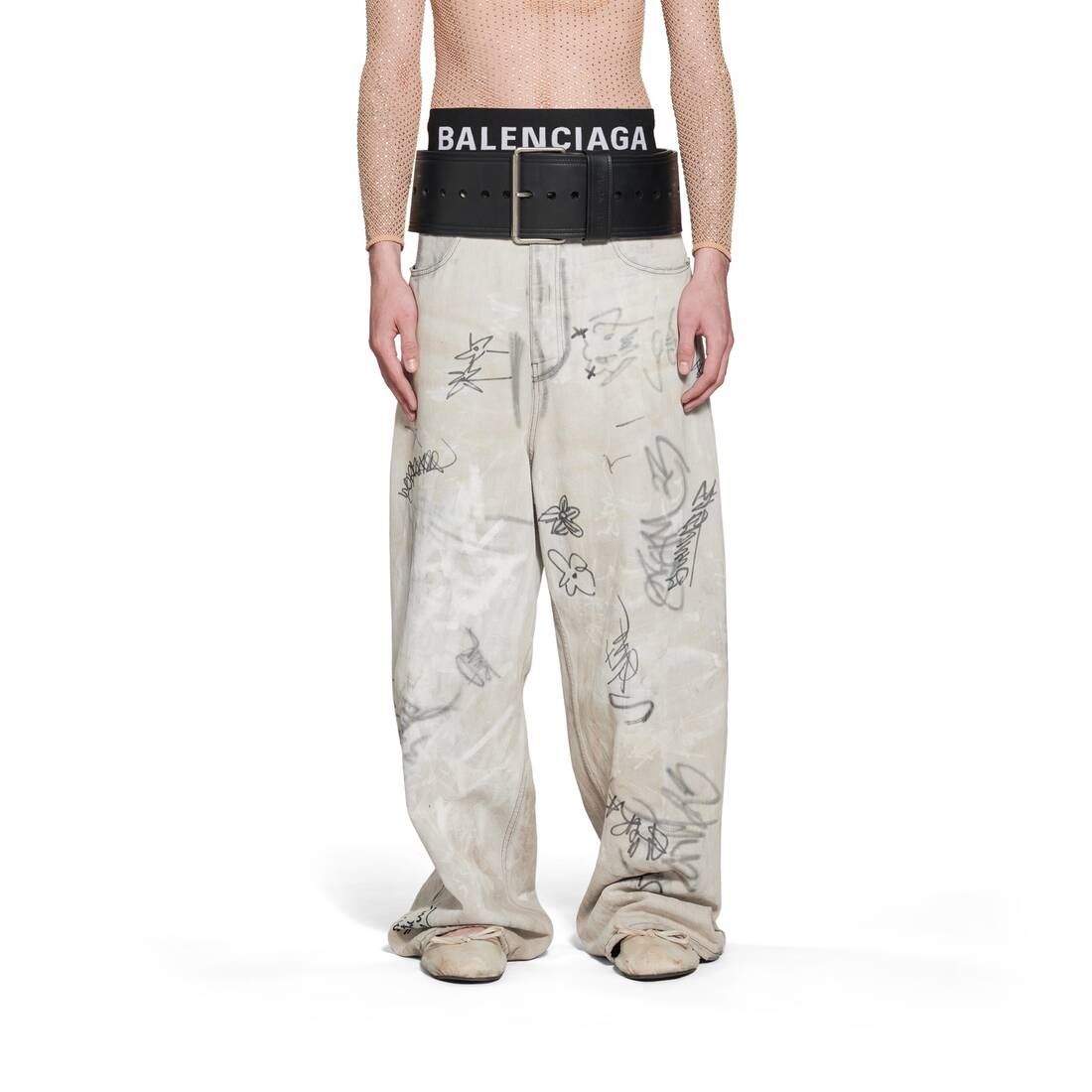 BALENCIAGA Graffiti Baggy Pants in Black | REVERSIBLE