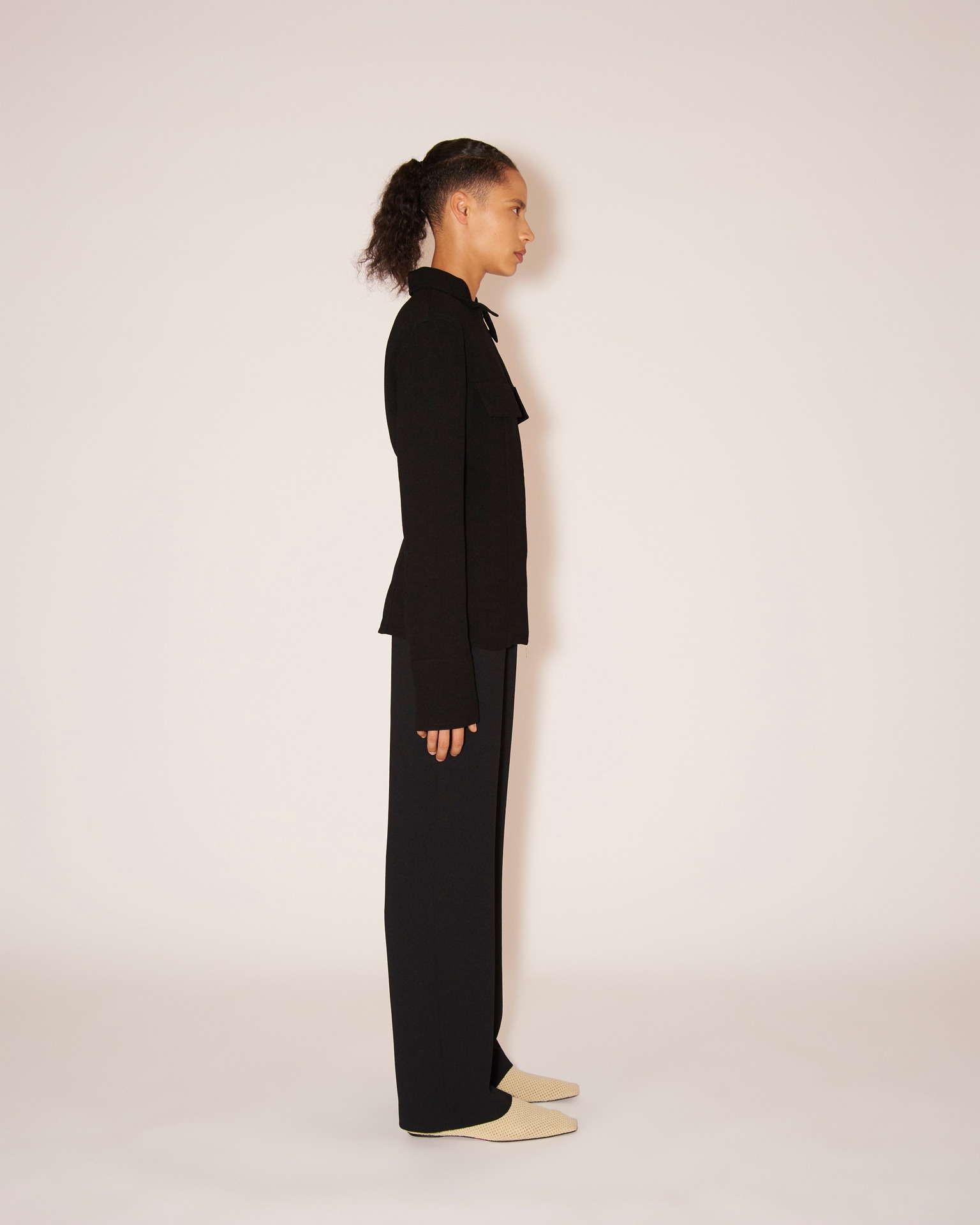 CAMELLIAS - Boucle-crepe jacket - Black - 3