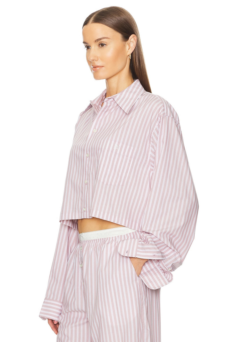 HELSA Wide Stripe Poplin Cropped Shirt outlook