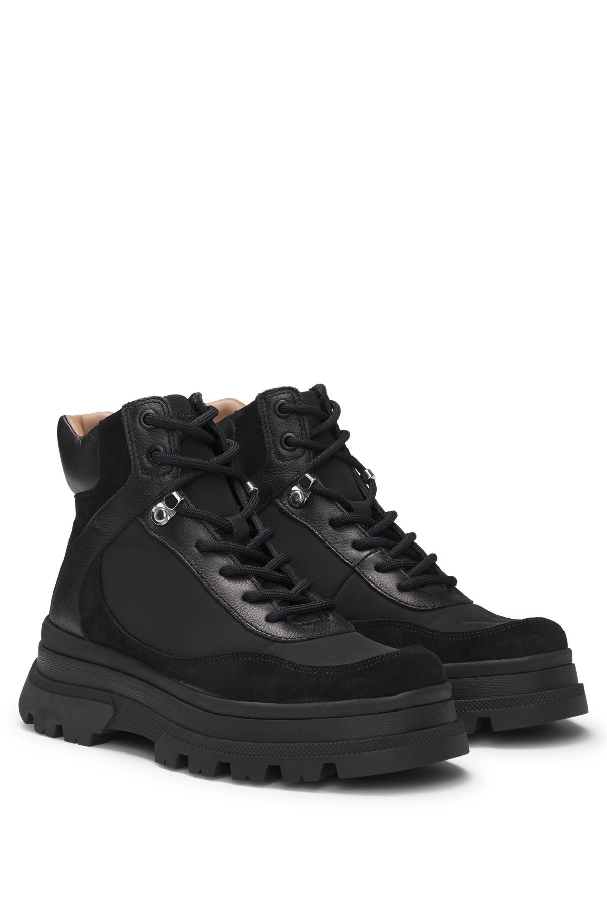 LEATHER LACE-UP BOOTS WITH CONTRASTING TRIMS - 2