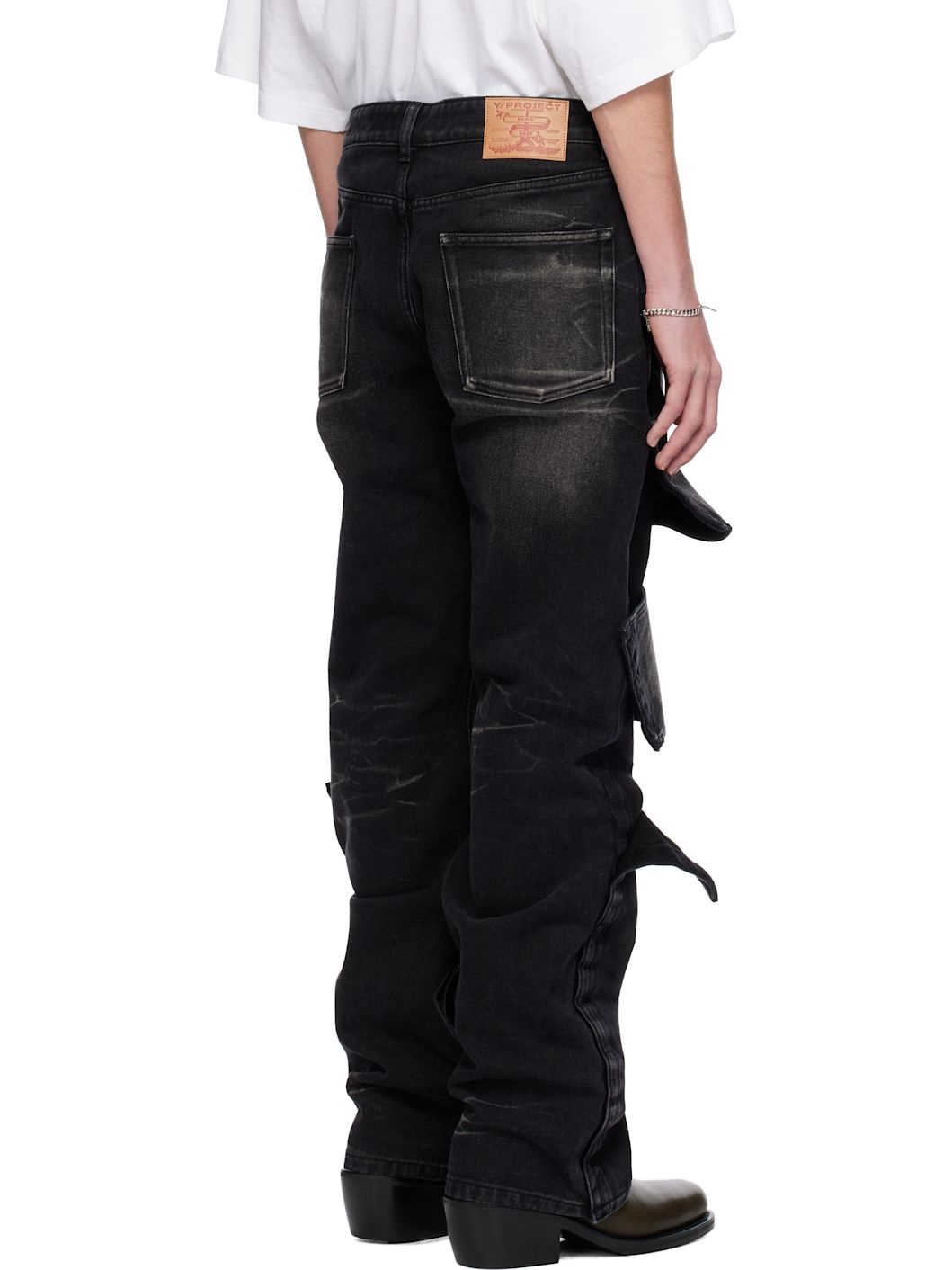 Black Velcro Multi Panel Jeans - 3