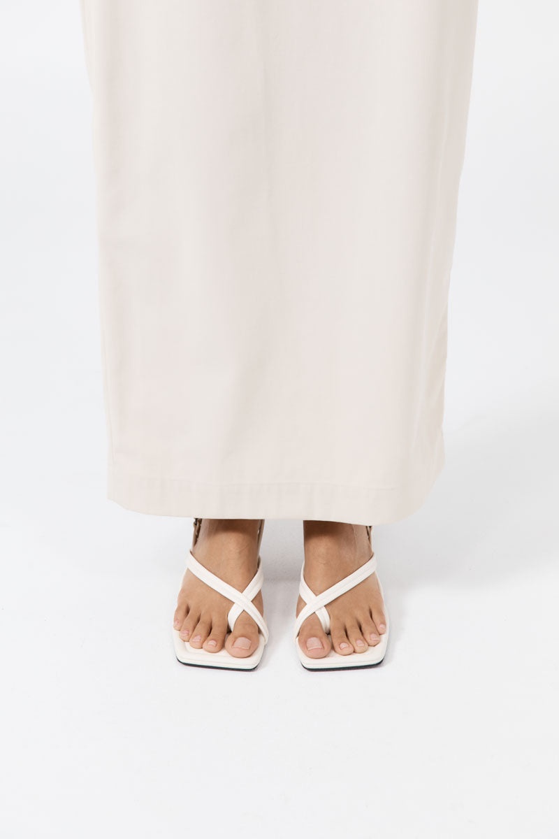 Cross Detail Heel - Off White - 4