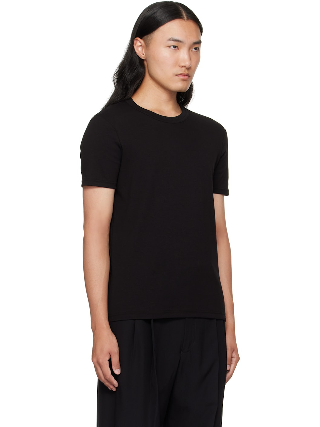 Black Cotton Crewneck T-shirt - 2