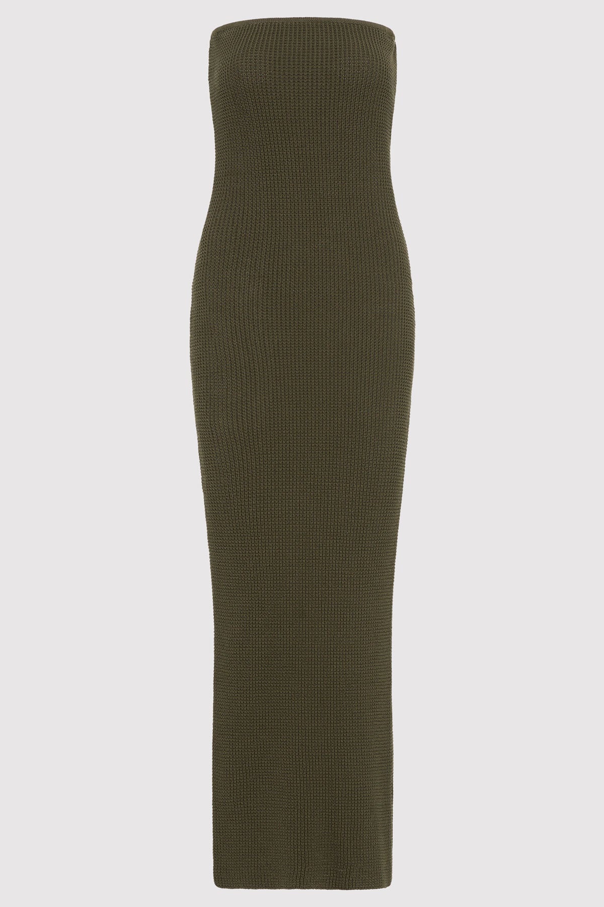 Textured Knit Column Dress - Khaki - 1
