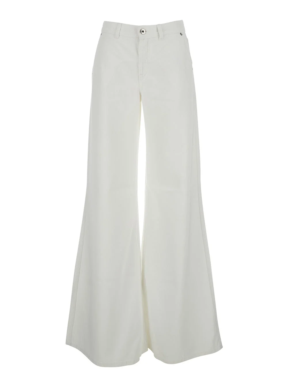 Blumarine Women Denim Flare Pant - Wide Leg Denim Pants - Viscose - White - Women - 1