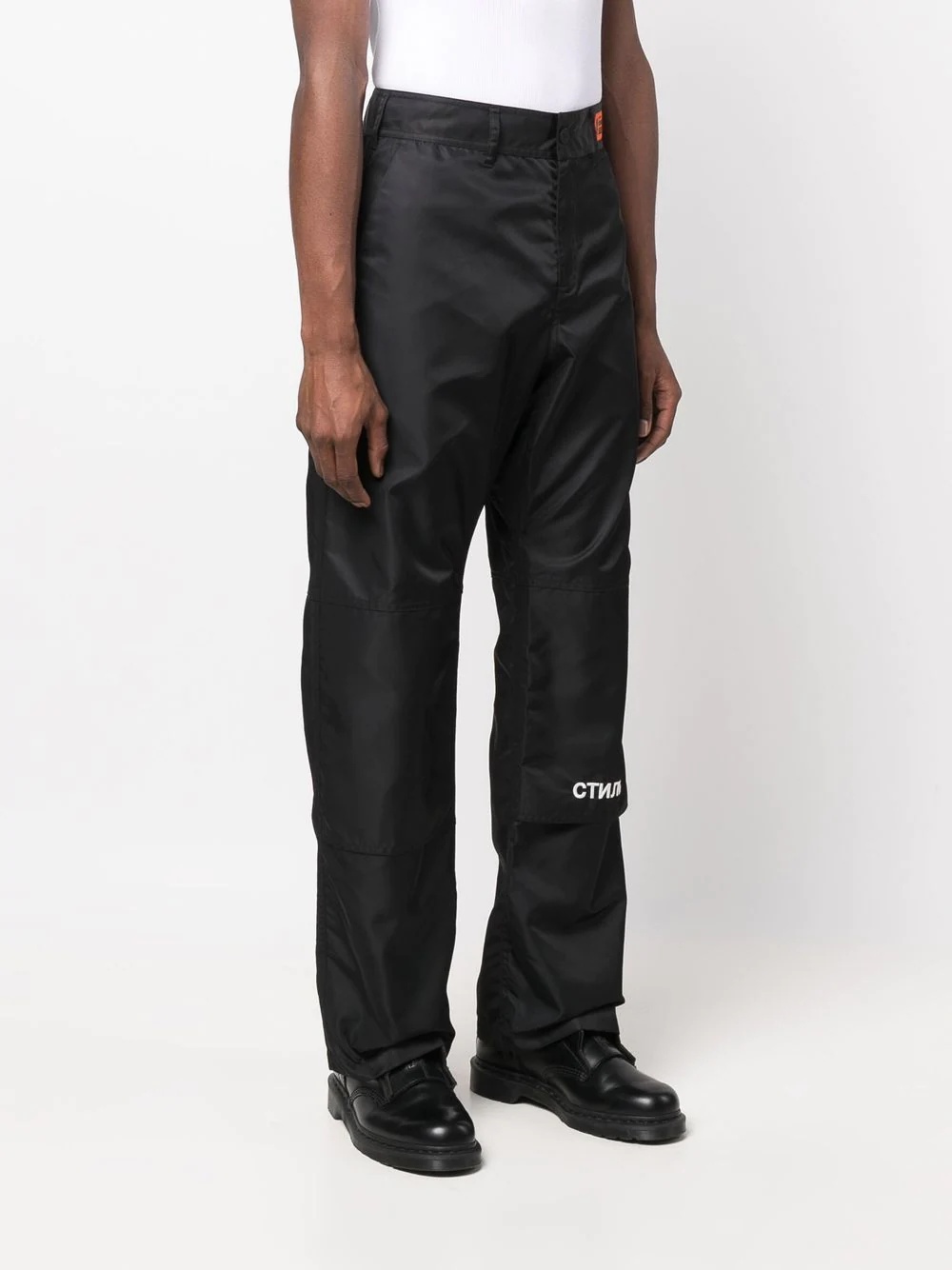 logo-embroidered straight cargo trousers - 3