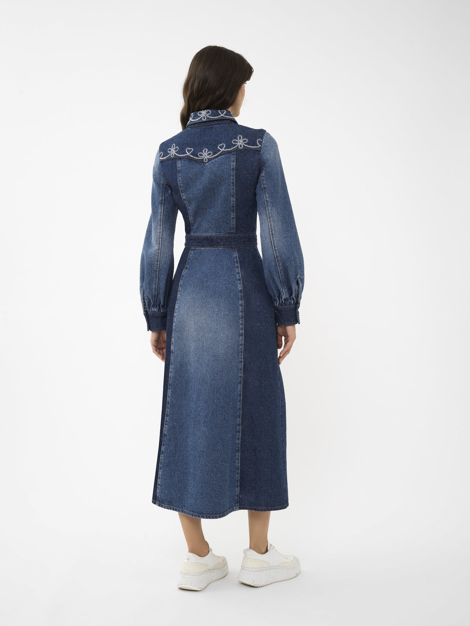 EMBROIDERED DENIM SHIRT DRESS - 5