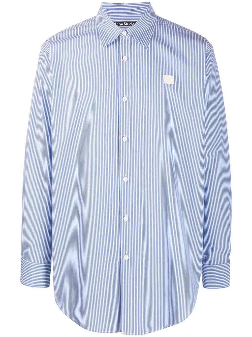 logo-patch vertical-stripe shirt - 1