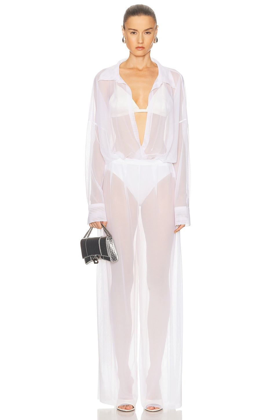Super Oversized Boyfriend Shirt Bodysuit - 5