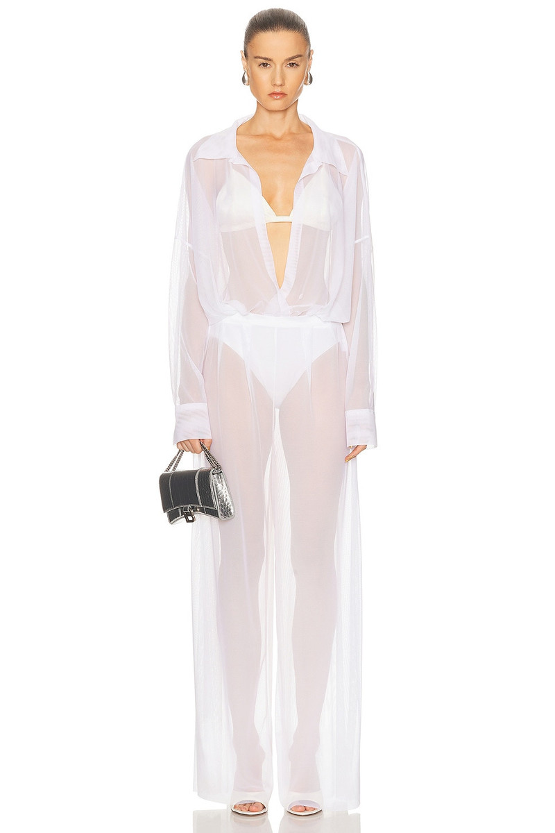 NORMA KAMALI Super Oversized Boyfriend Shirt Bodysuit outlook