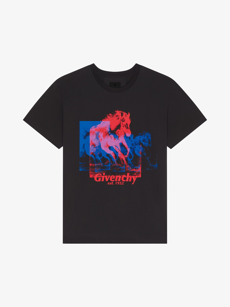 T-SHIRT IN COTTON WITH GIVENCHY HORSE PRINT 1