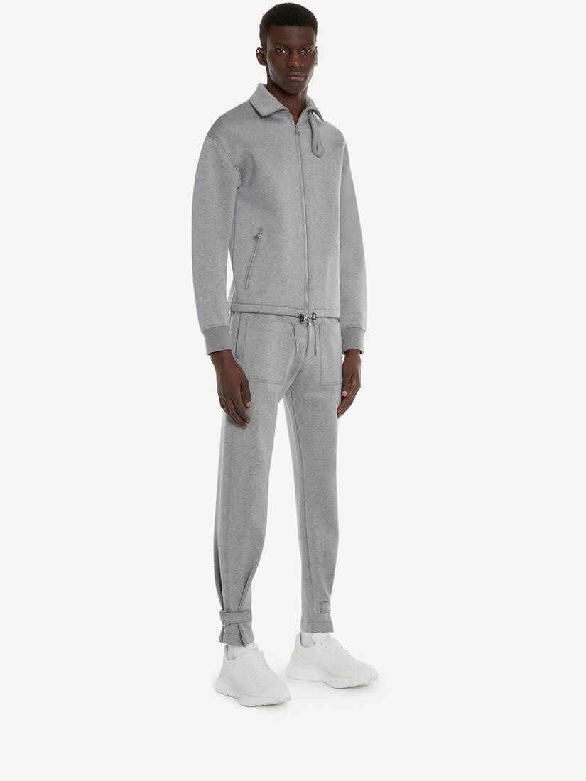 Men's Double Jersey Bomber Jacket in Pale Grey - 3