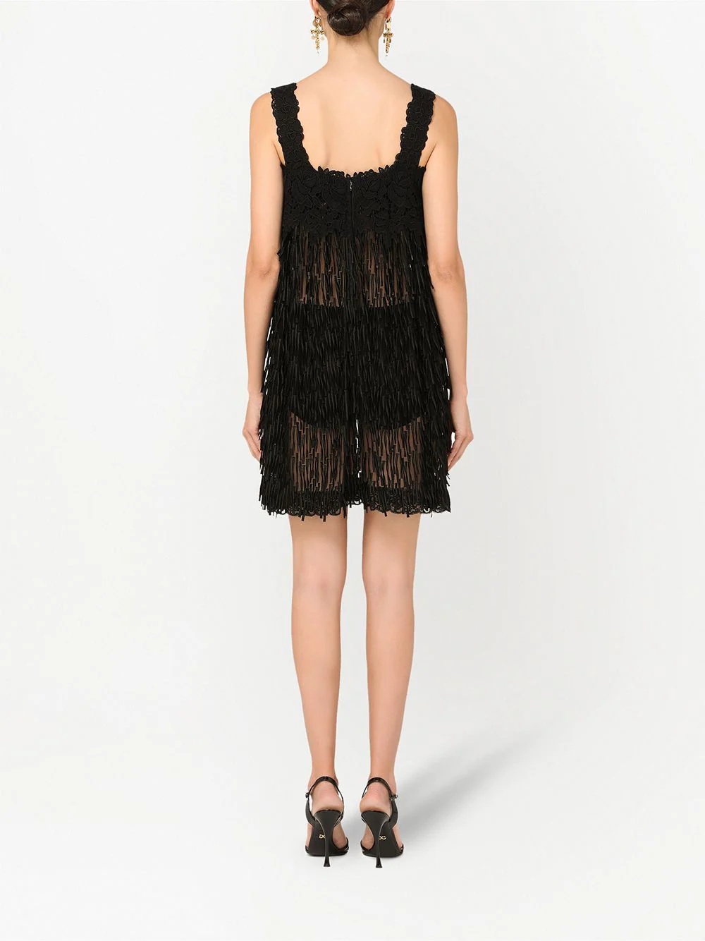 sleeveless sheer fringed dress - 4