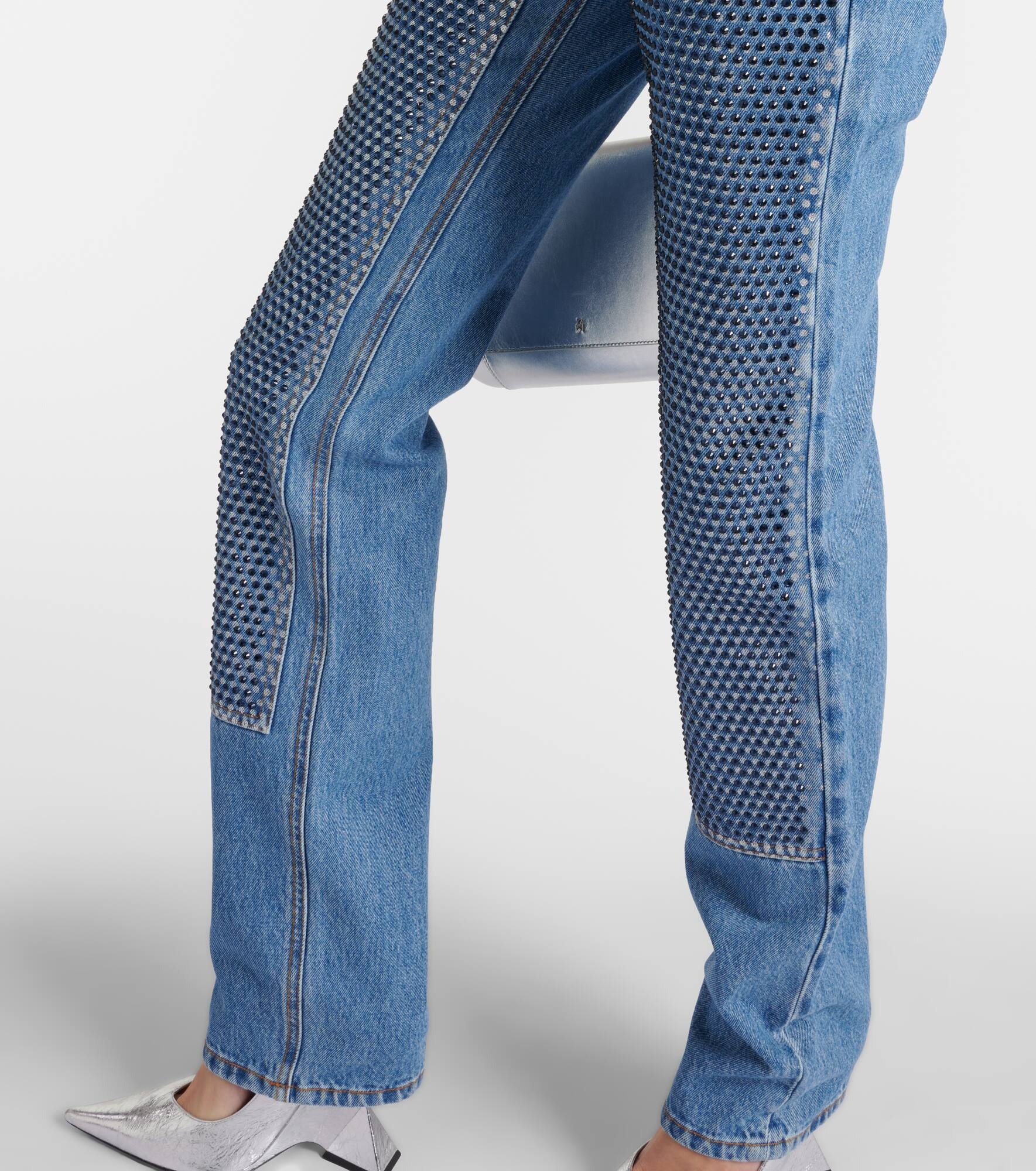 Crystal-embellished high-rise straight jeans - 5