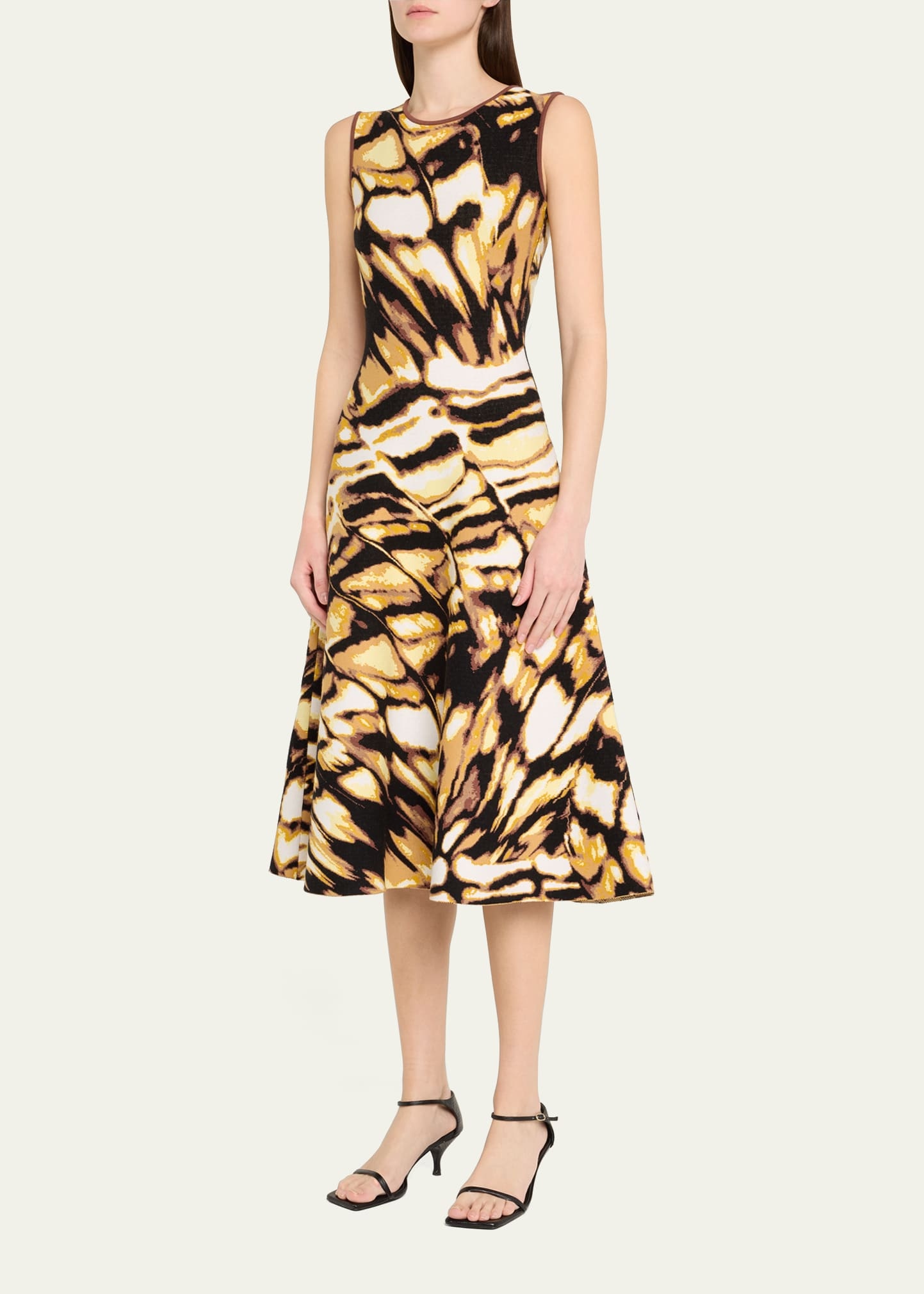 Sleeveless Butterfly Jacquard Knit Midi Dress - 4