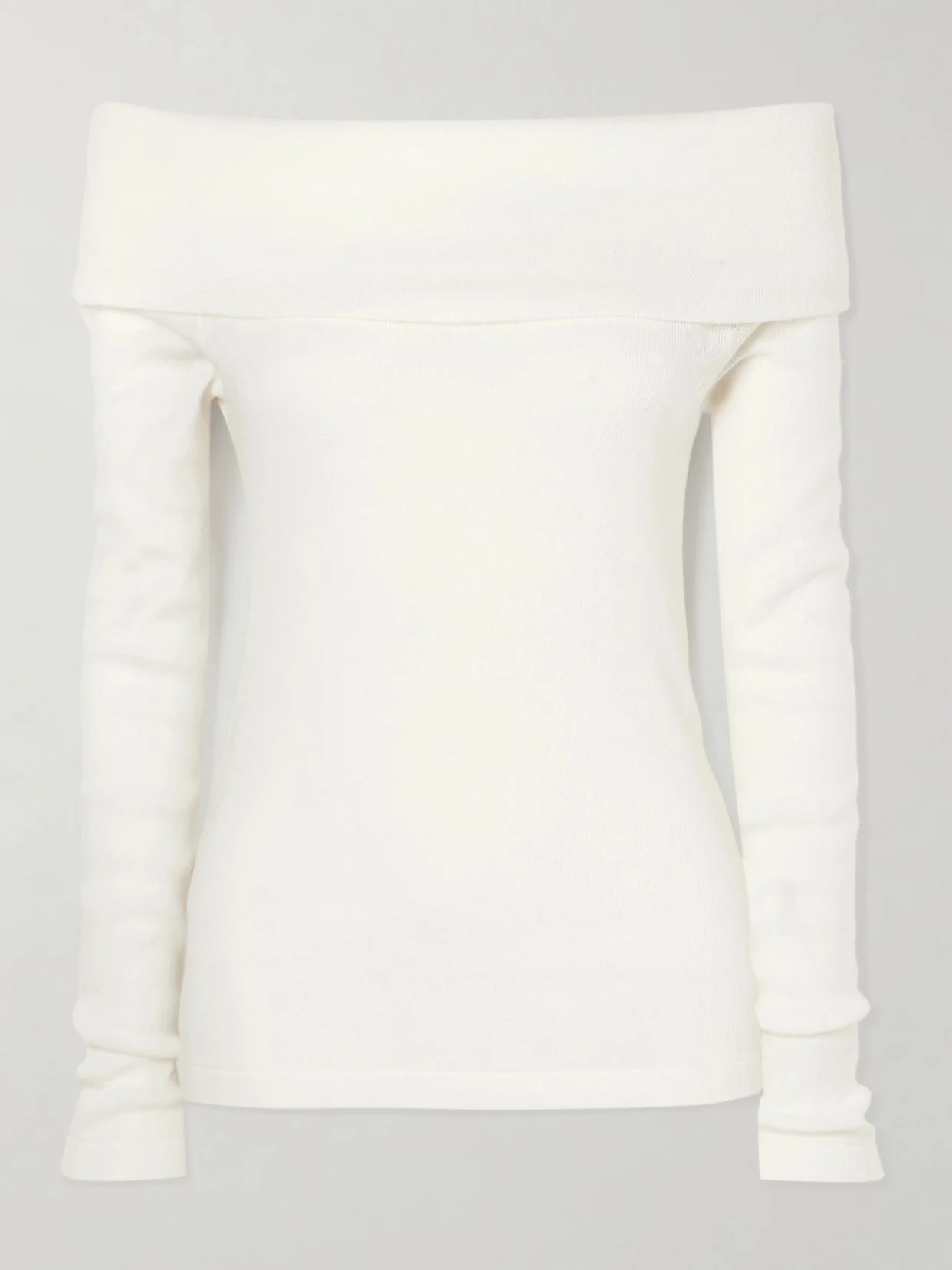 Claudina Off-the-shoulder Cotton And Cashmere-blend Top - 1