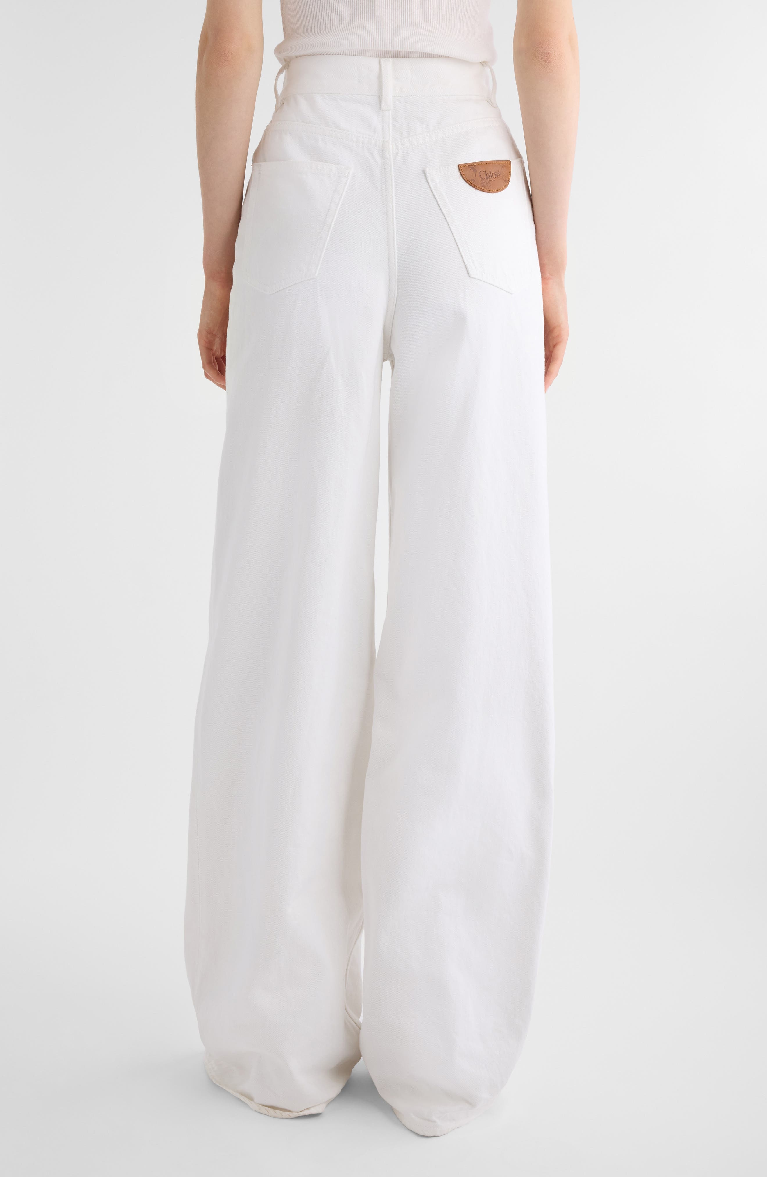 Chloé High Waist Wide Leg Jeans in White at Nordstrom - 3