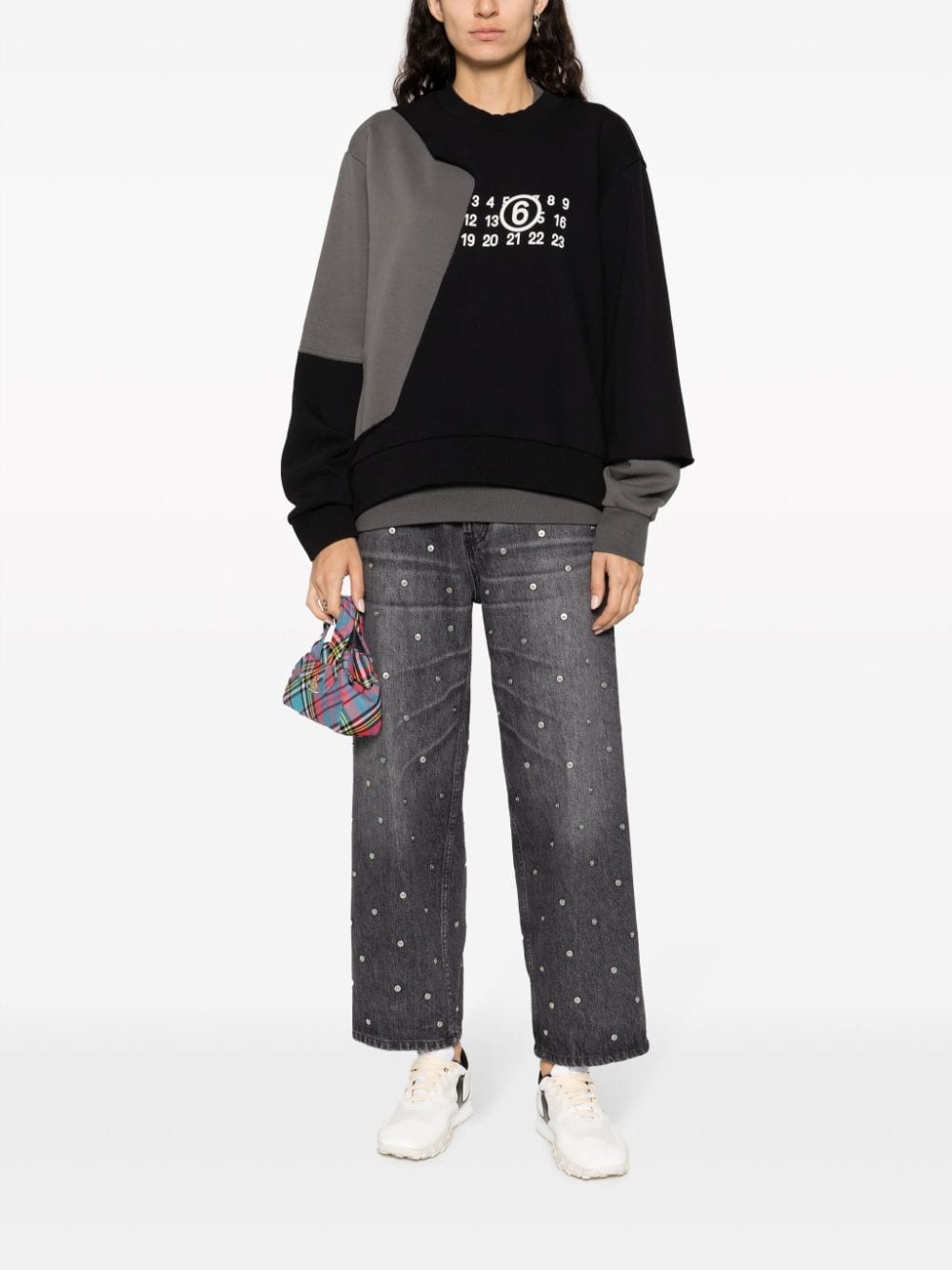 MM6 Maison Margiela asymmetric logo-print cotton-blend sweatshirt  