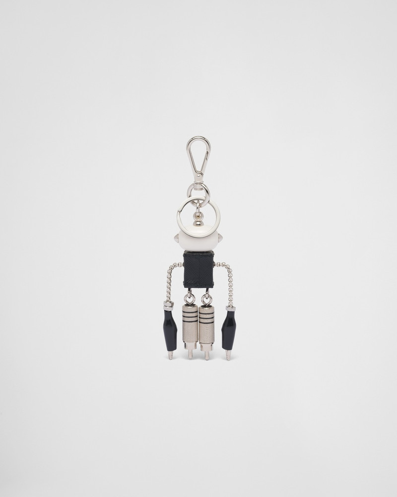 Saffiano leather robot trick keychain 3