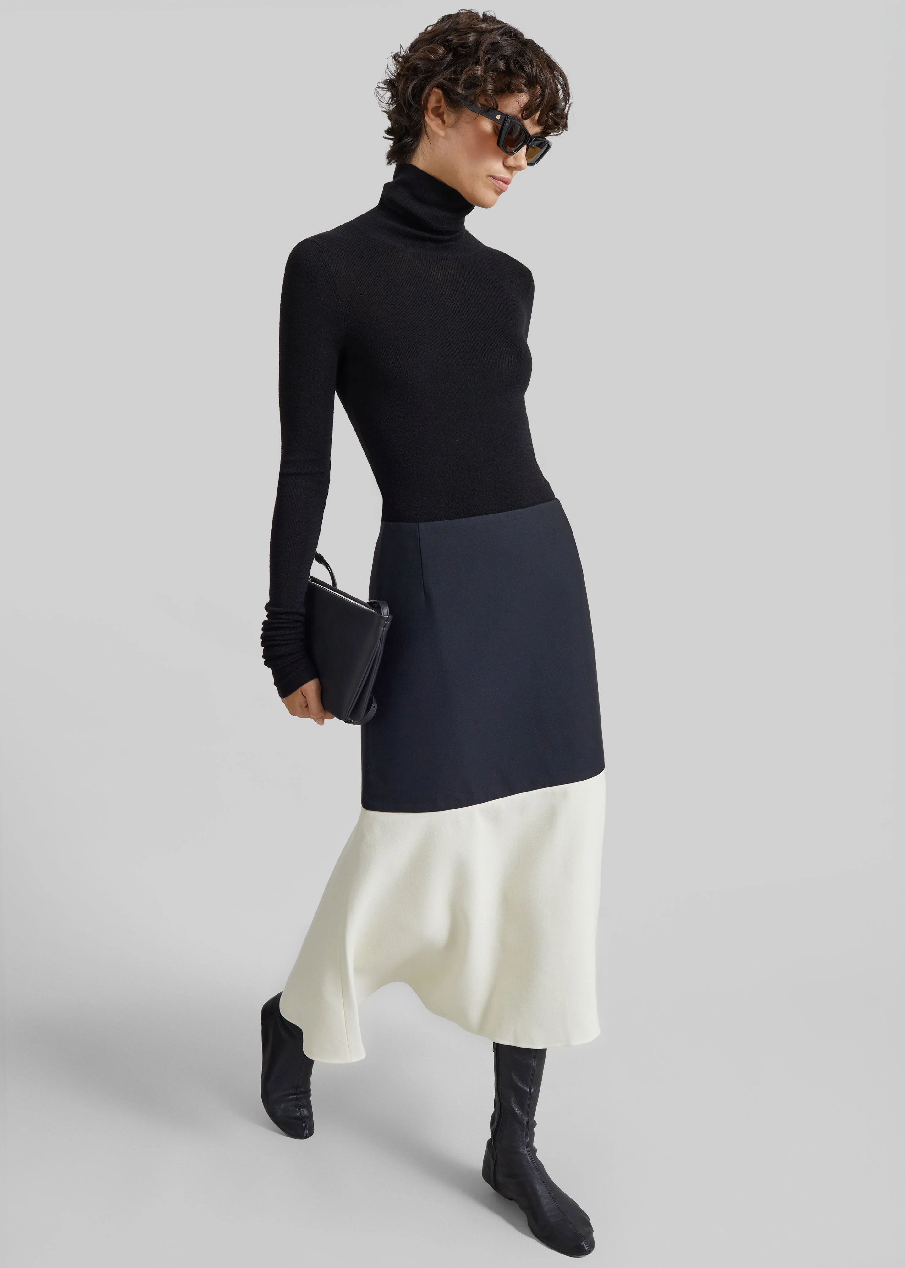 Bevza Godet Skirt - Black/Vanilla - 1