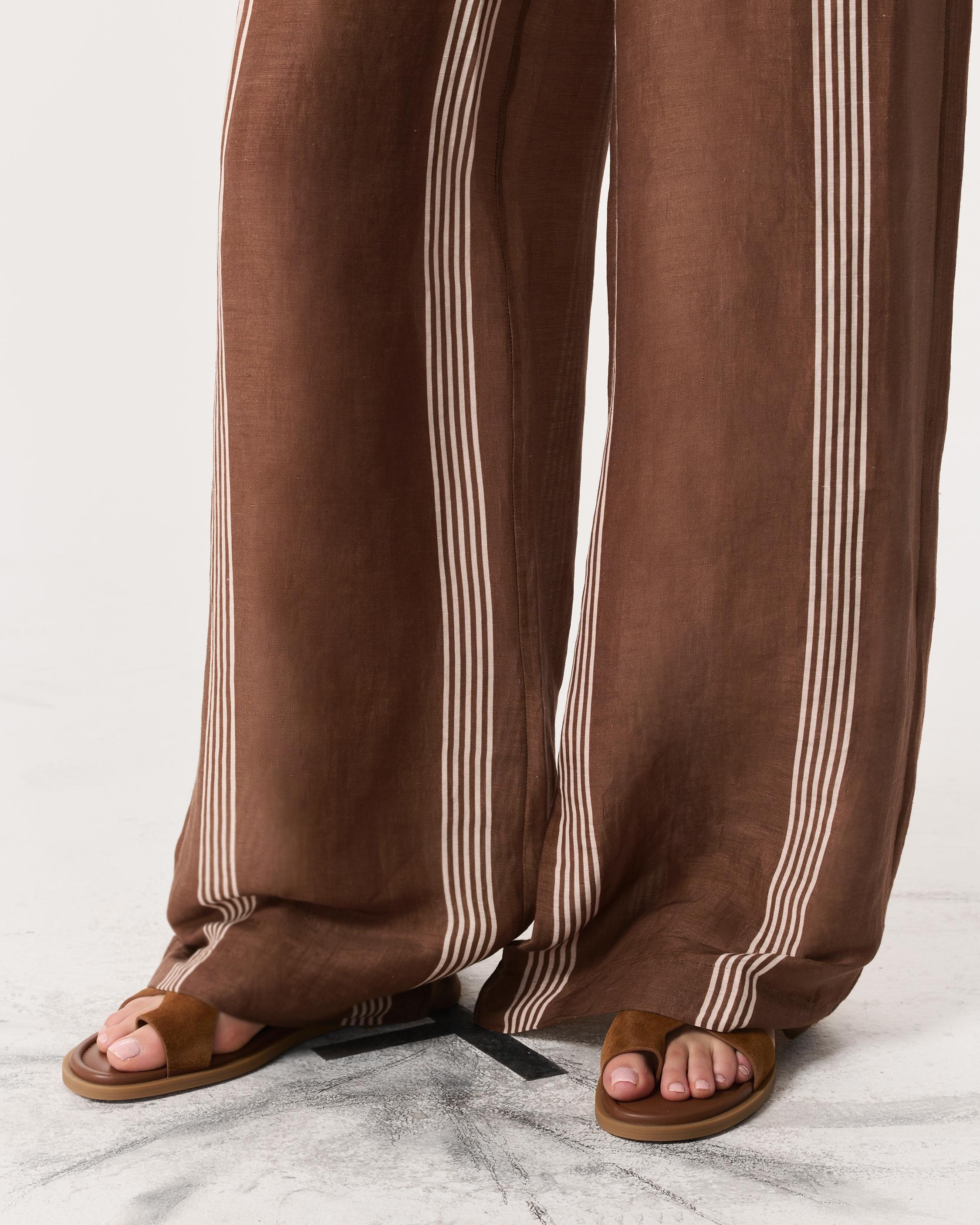 Olivia Striped Linen-Silk Pants - 4