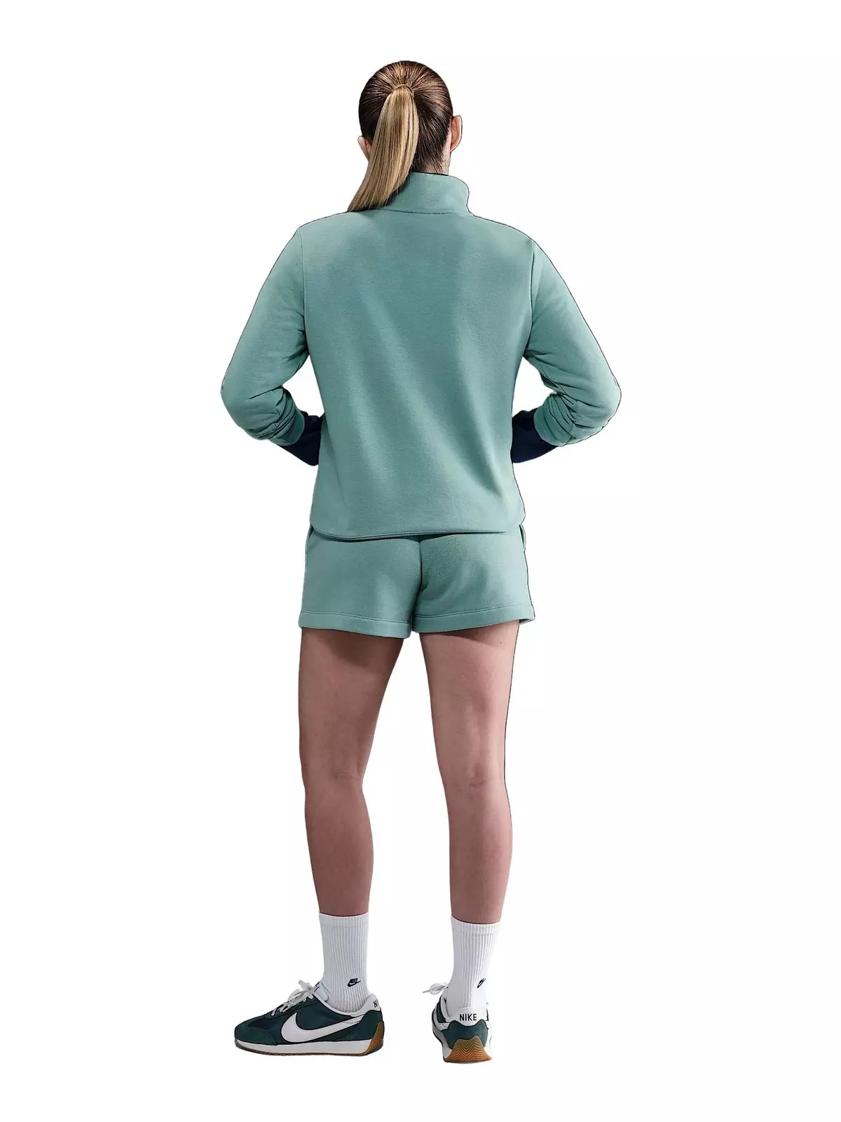 Women's Sportswear Club Fleece Standard 1/4-Zip Sweatshirt -Green/White - 5